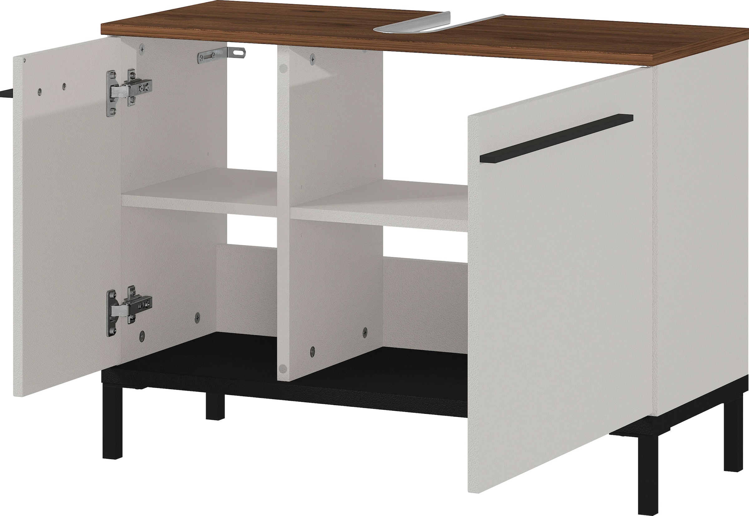 GERMANIA Waschbeckenunterschrank »Yonkers«, Hochwertige ABS-Kanten, Griffe & hohe Füsse aus Metall, Breite 80 cm