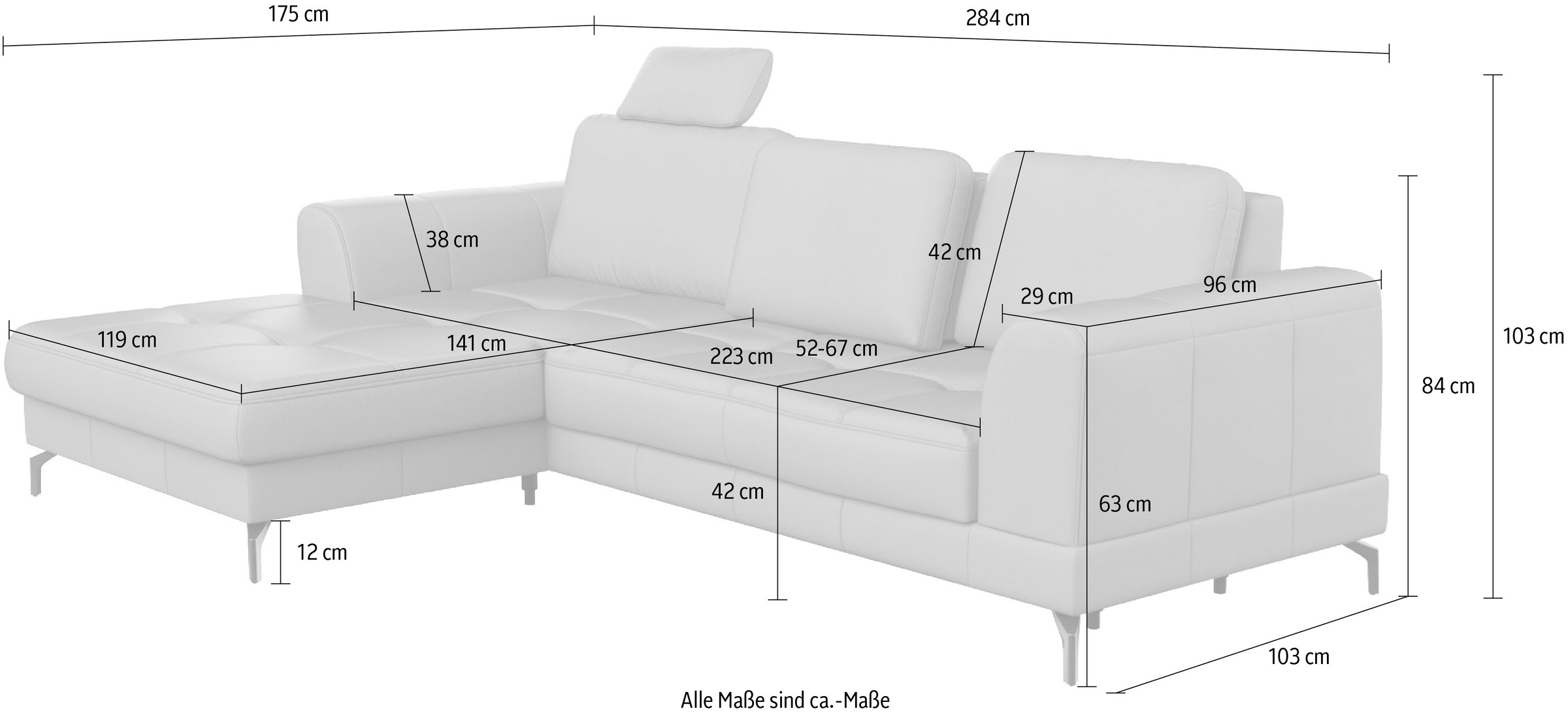 sit&more Ecksofa »Bendigo L-Form«, inklusive Sitztiefenverstellung, Bodenfreiheit 12 cm, in 2 Fussfarben