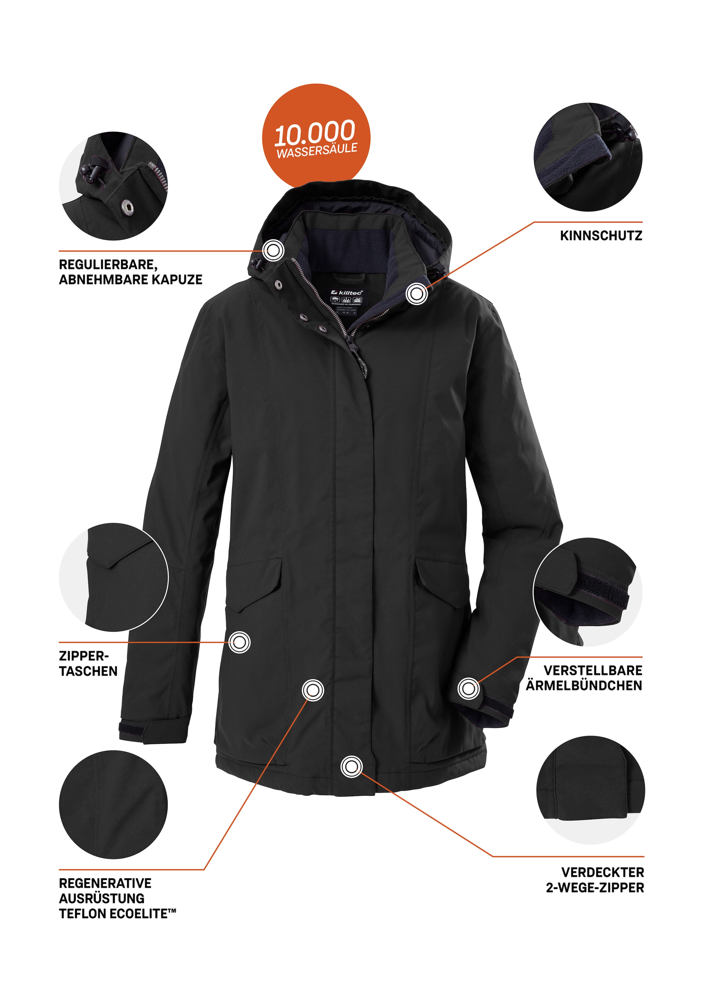 Killtec Veste fonctionnelle »Damen Jacke« Wasserdichte, atmungsaktive Damenjacke mit abnehmbarer Kapuze