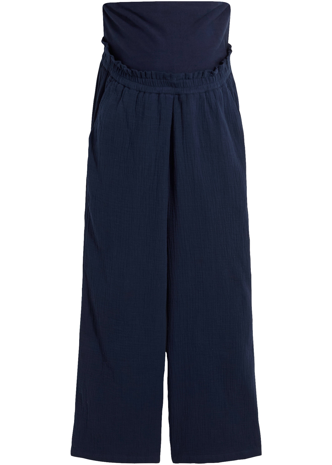 bonprix Pantalon de grossesse  en coton, respirant, avec large ceinture en jersey