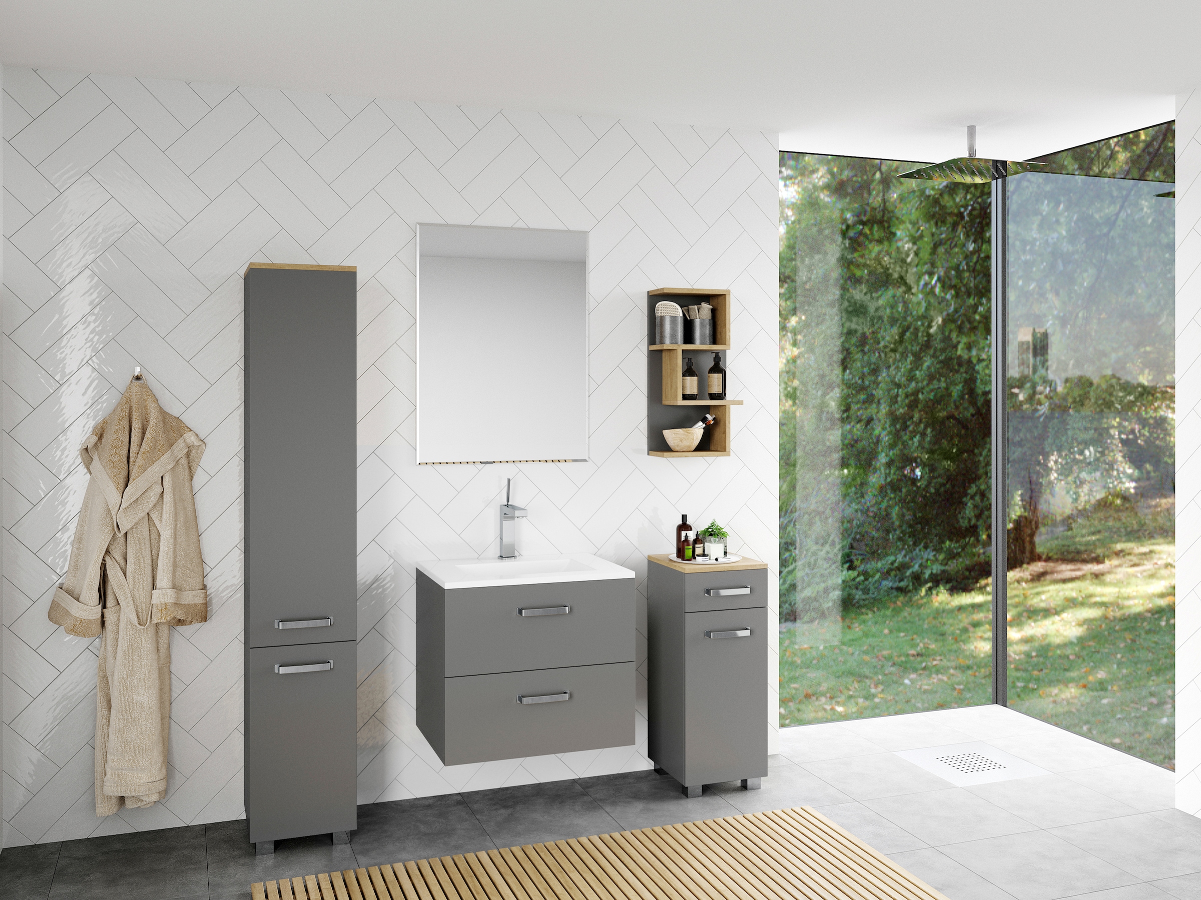 welltime Hochschrank »Cosmo«, BxTxH: ca. 30x32,5x171,5 cm, verschiedene Farben, 6 Fächer
