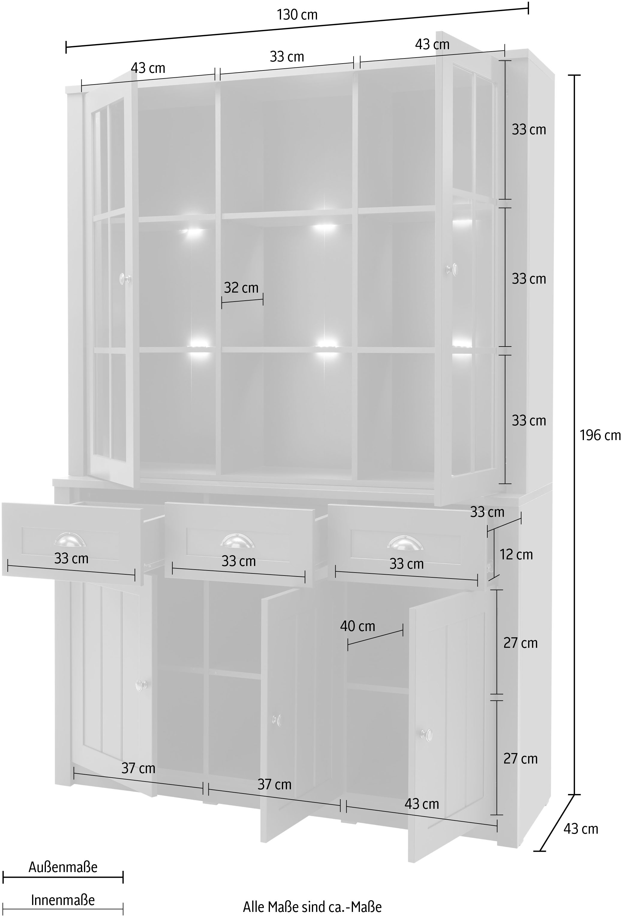 Home affaire Buffet »Ascot«, Höhe 196 cm