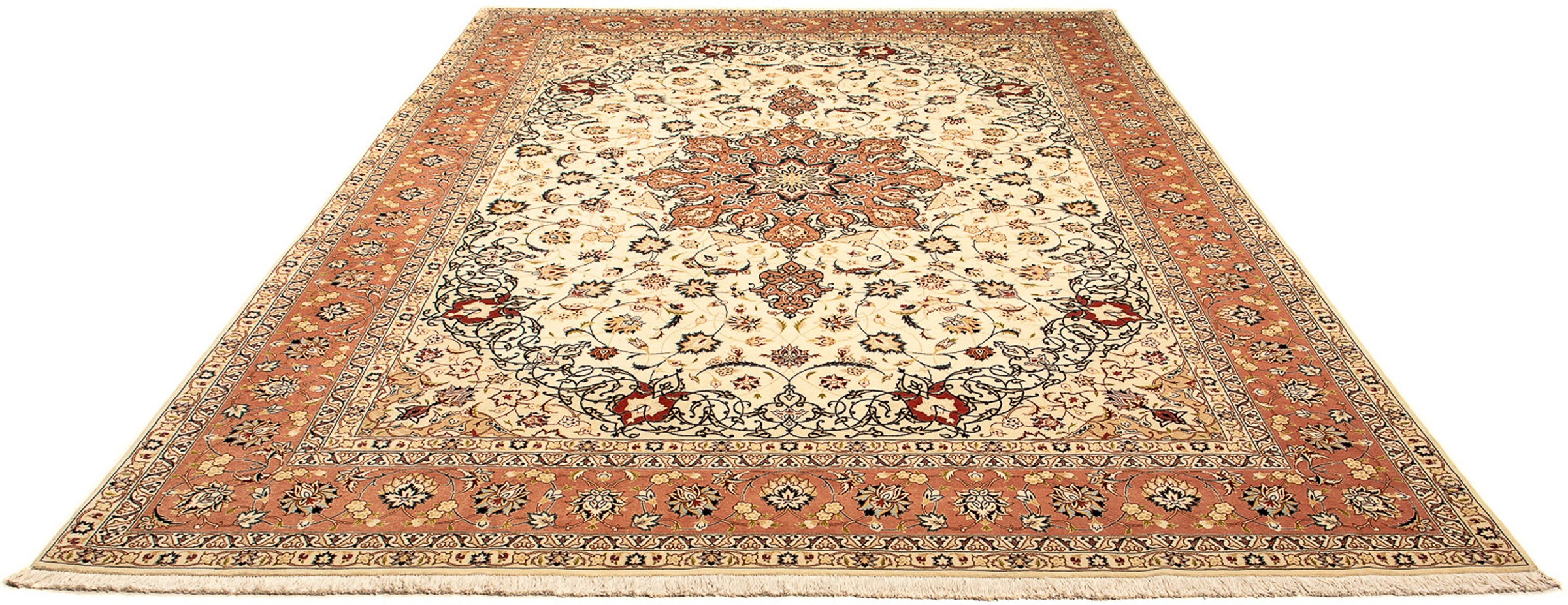 Image of morgenland Orientteppich »Perser - Täbriz - Royal - 352 x 254 cm - beige«, rechteckig, 7 mm Höhe, Wohnzimmer, Handgeknüpft, Einzelstück mit Zertifikat bei Ackermann Versand Schweiz