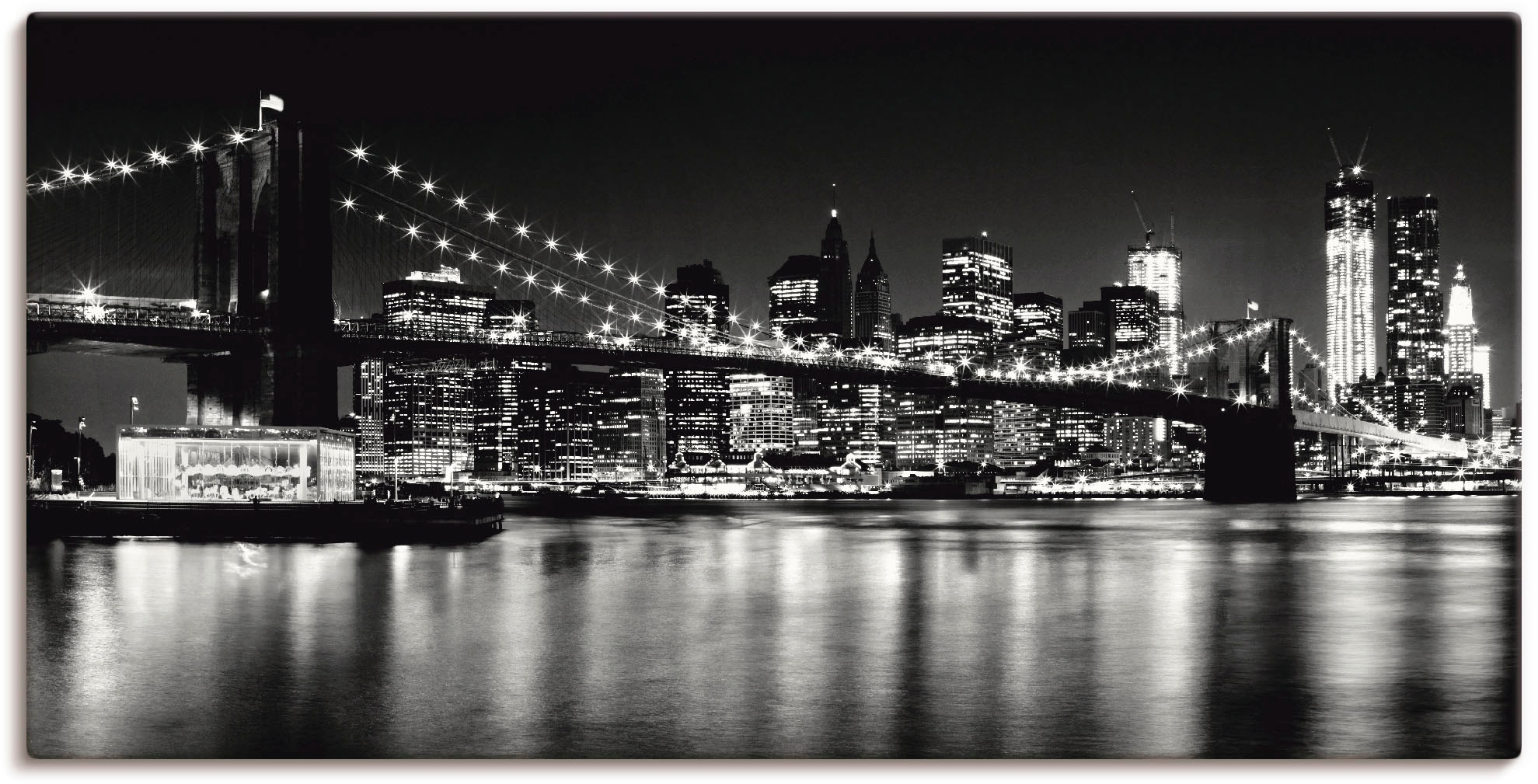 Image of Artland Leinwandbild "Nächtliche Skyline Manhattan I" Amerika 1 Stk. tlg. auf Holzrahmen gespannt