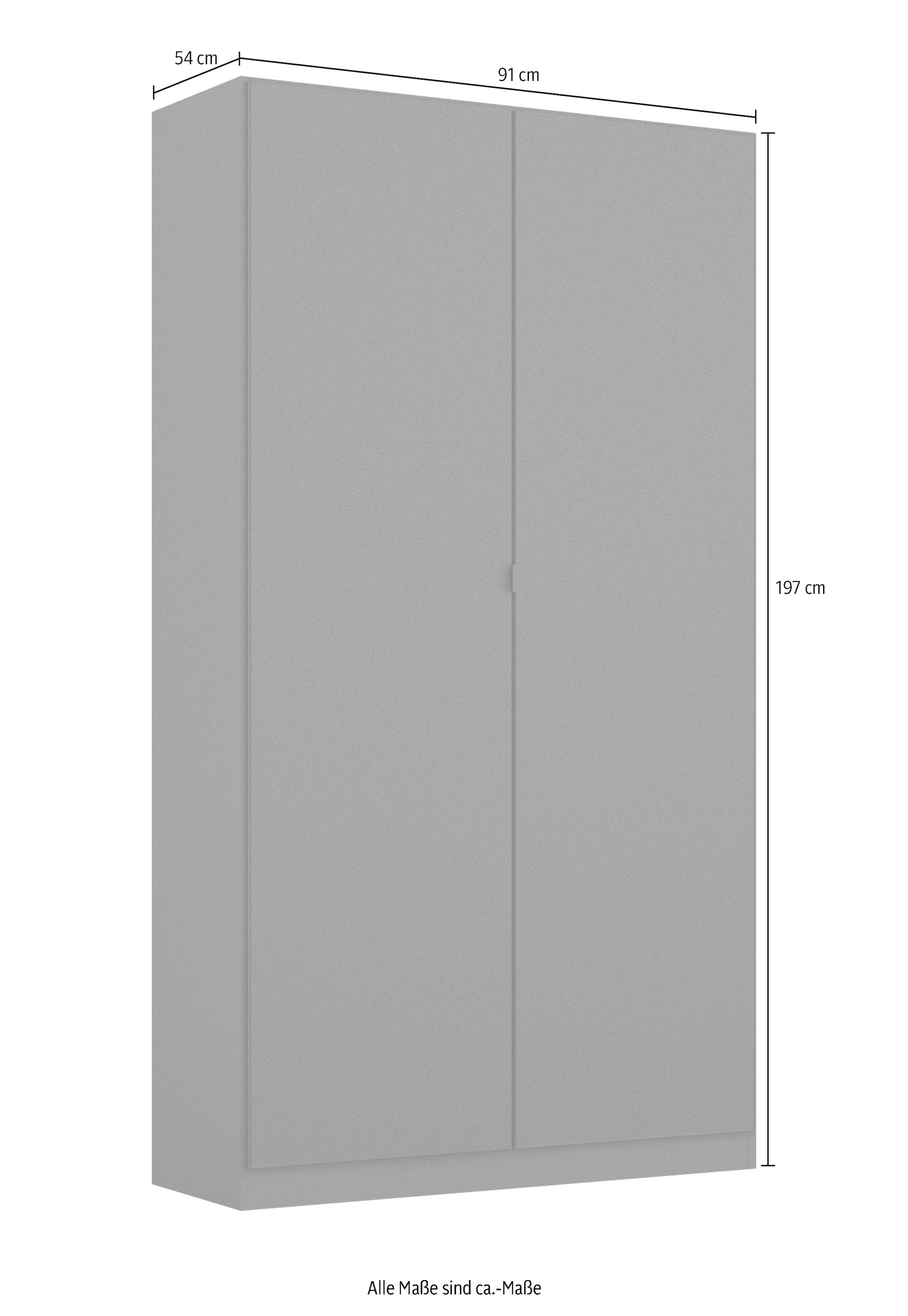 rauch Kleiderschrank »Drehtürenschrank Schrank Garderobe Wäscheschrank Ankleide ONTARIO« Breite 91 cm,  in schlichtem Stil mit Metallgriff in Graumetallic MADE IN GERMANY