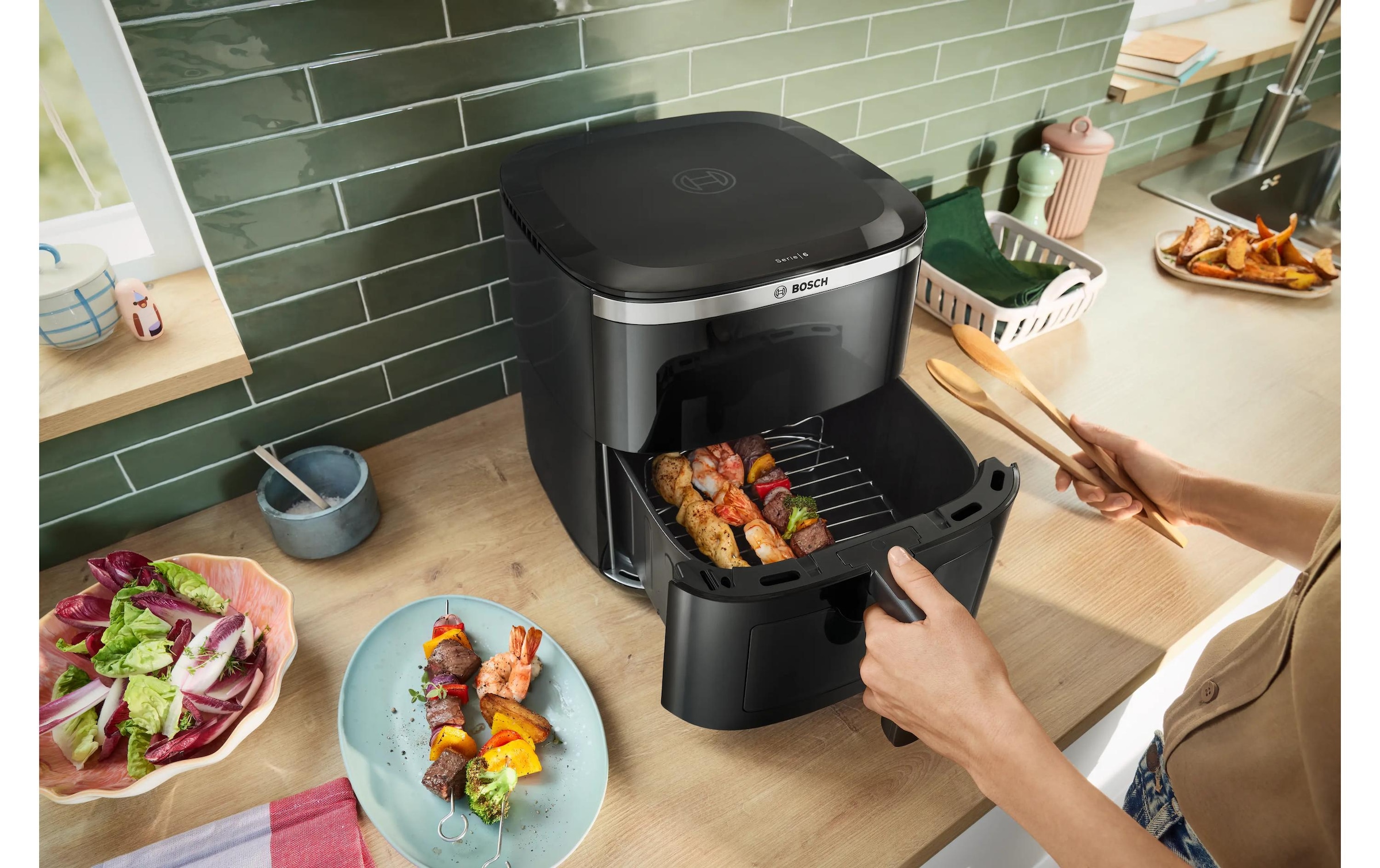 BOSCH Heissluftfritteuse »Serie 6 MAF671B1 7,2 l« 1800 W Fritteuse mit Sichtfenster