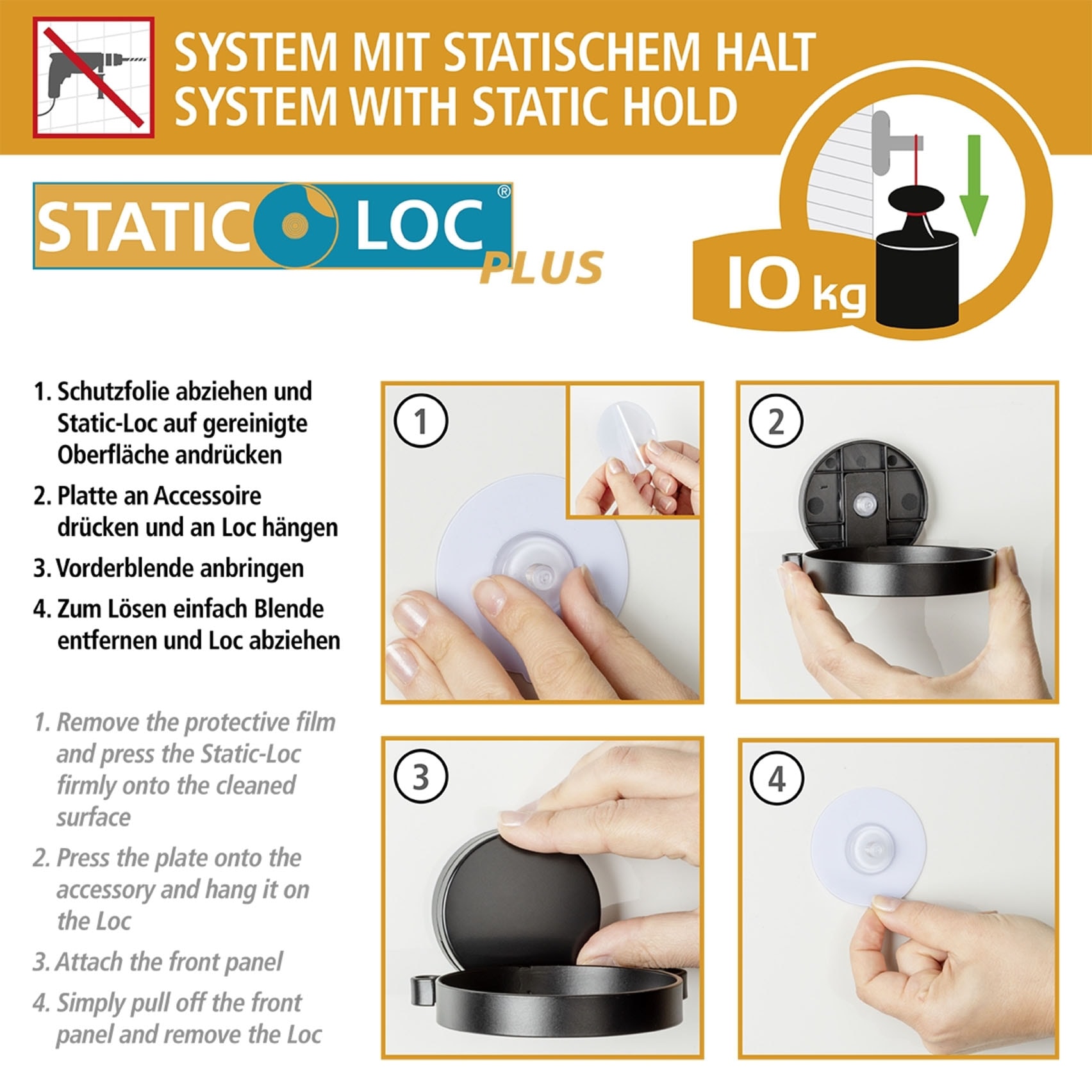 WENKO Tablette de douche »Static-Loc® Plus  Pavia« Étagère de salle de bain, fixation sans perçage