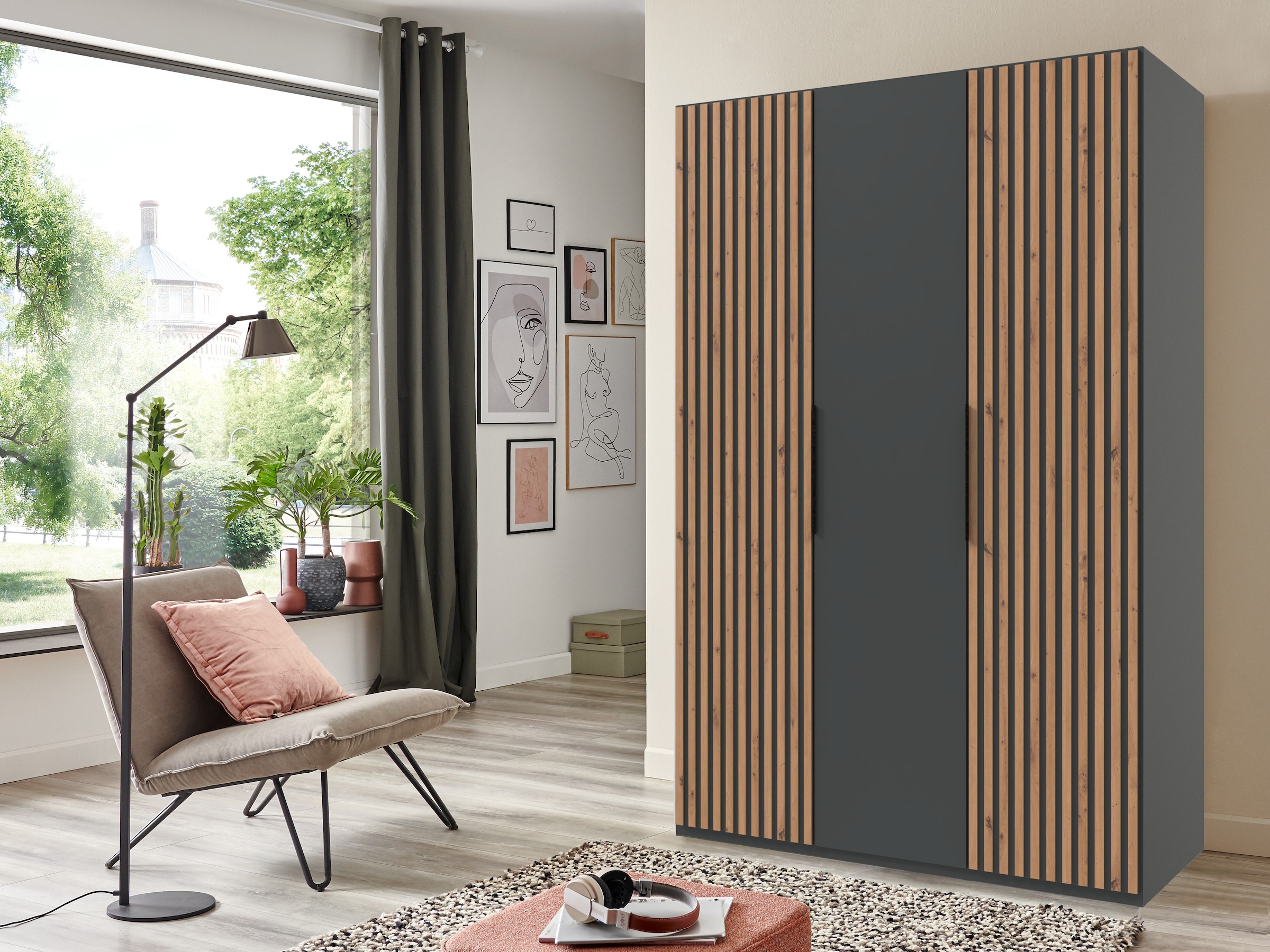 Wimex Drehtürenschrank »Andorra by fresh to go« Mit 3D-Leisten für Akustikpaneel-Optik