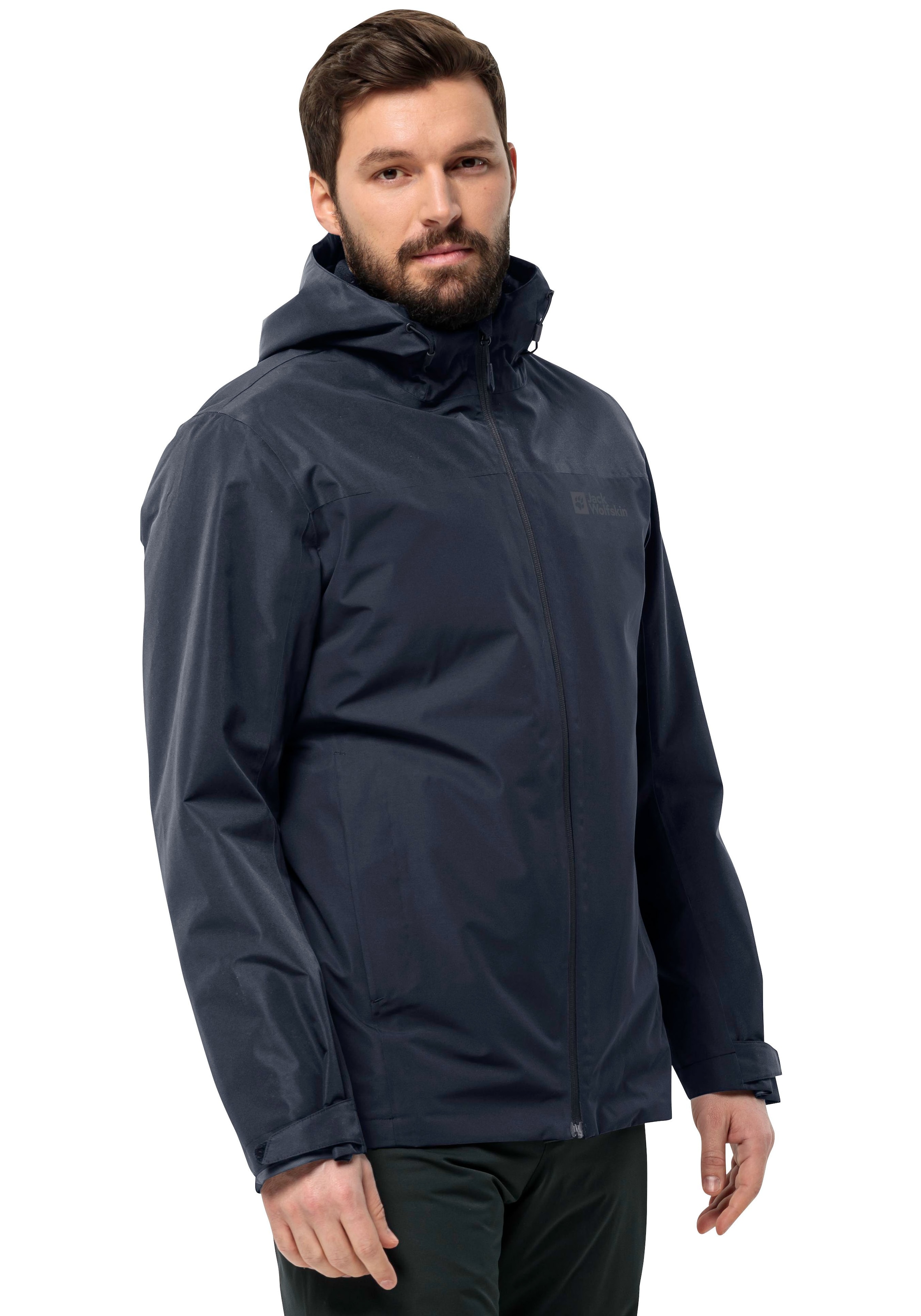 Jack Wolfskin 3-in-1-Funktionsjacke »TAUBENBERG 3IN1 JKT M«, mit Kapuze, mit wasserabweisenden Reissverschlüssen, Wasserdicht, Atmungsaktiv