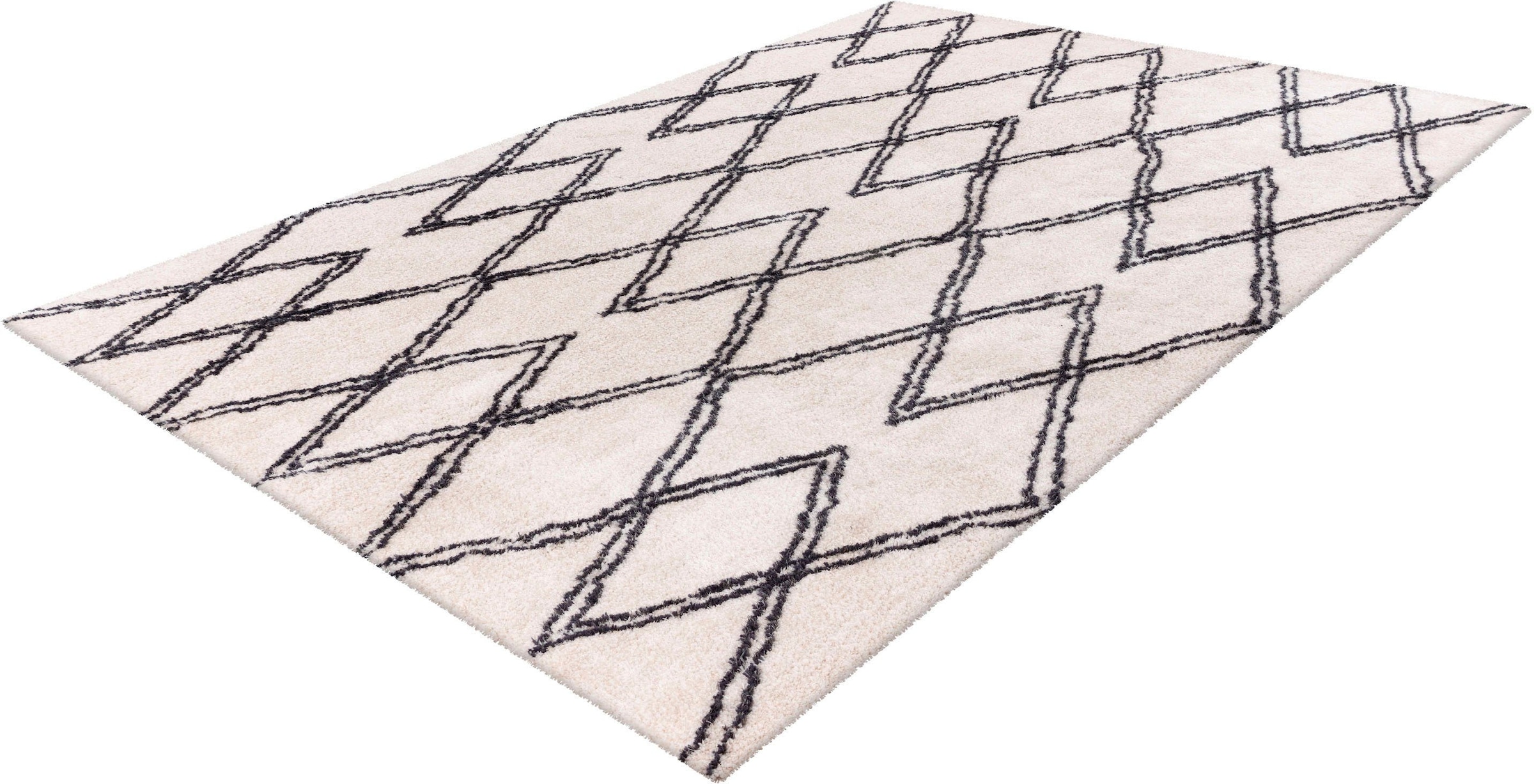 my home Hochflor-Teppich »Leasly«, rechteckig, 27 mm Höhe, retro, Teppich im Rauten-Muster, weich