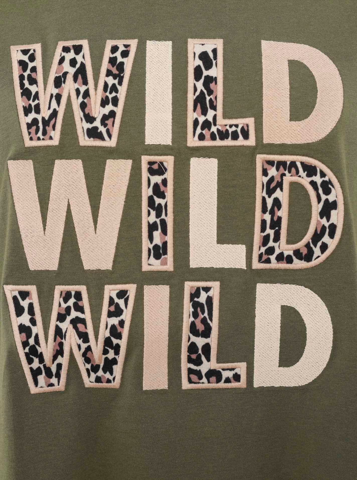 Zwillingsherz T-shirt »"Wild Wild Wild"« grand lettrage brodé avec motif léopard, col rond