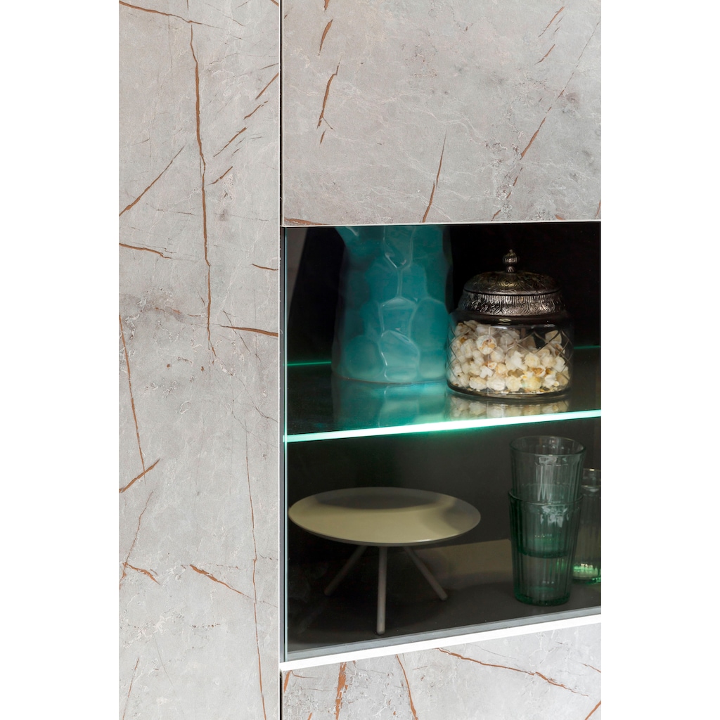 Home affaire Vitrine »Stone Marble«, mit einem edlen Marmor-Optik Dekor, Breite 95 cm