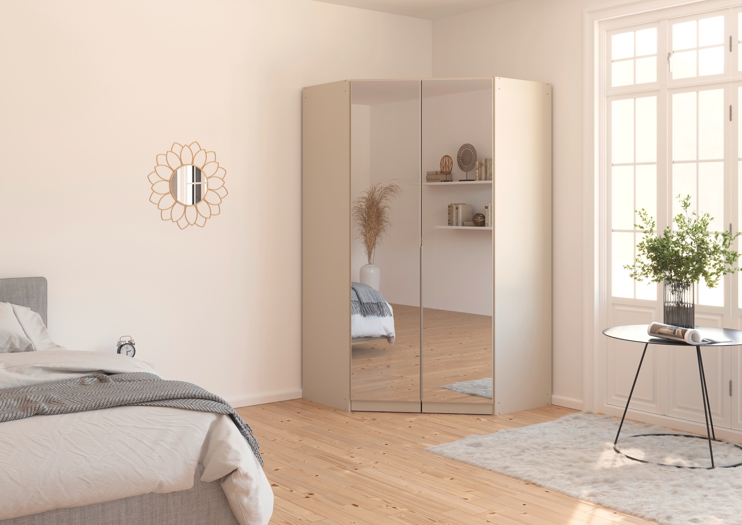 GOODproduct Kleiderschrank »Eckschrank Mehrzweckschrank Ankleide Schlafzimmer Garderobe AGORDO« Kaschmir, voll ausgestattet mit viel Stauraum MADE IN GERMANY