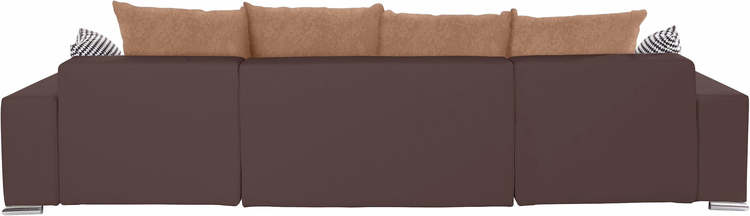 COLLECTION AB Wohnlandschaft »XL-Josy U-Form, Breite 313 cm, Kunstleder-Mix, Microfaser«, inkl. Bettfunktion, Bettkasten, mit 4 gleich grossen Rückenkissen