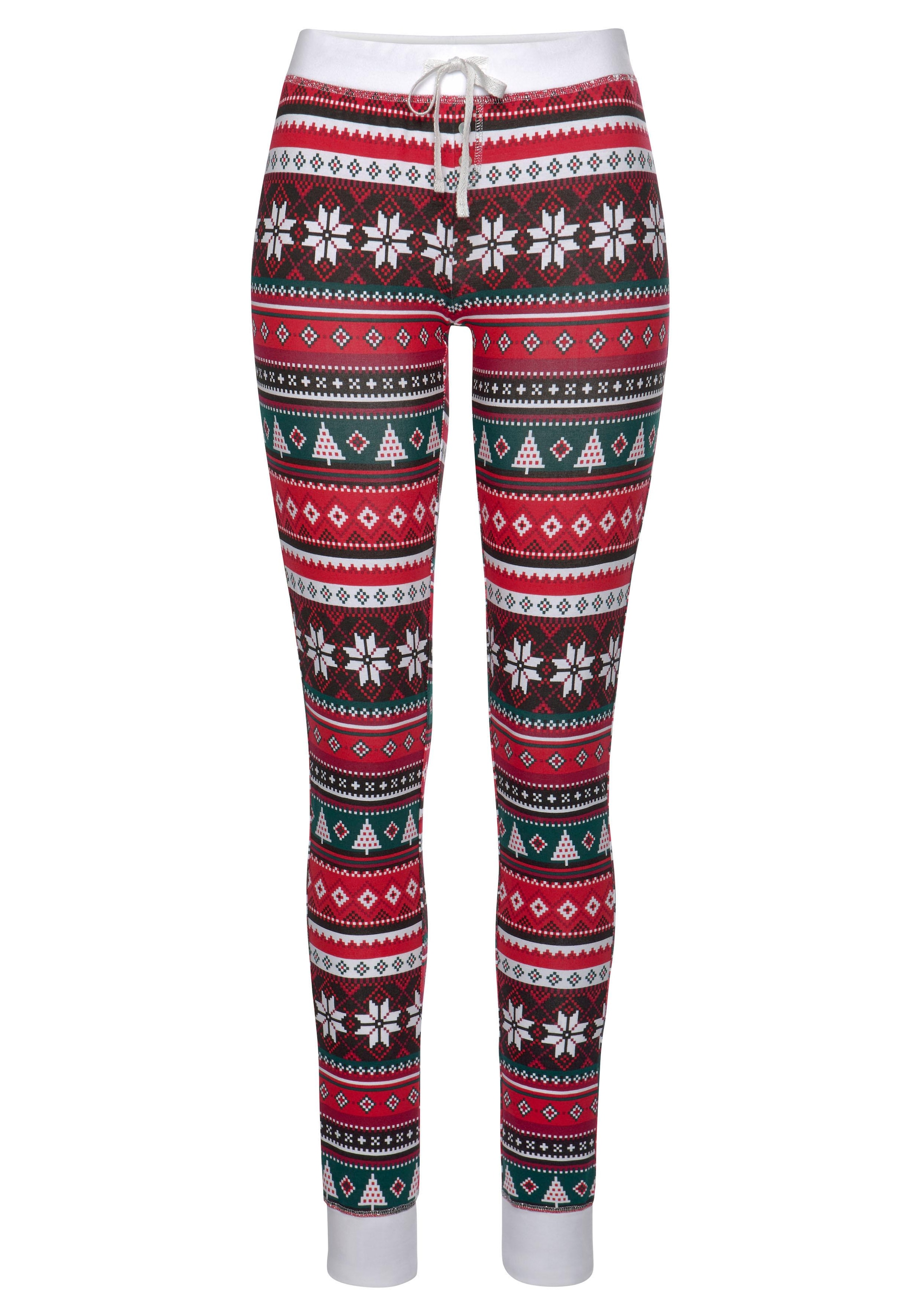 ♕ LASCANA Pyjama, (2 tlg., 1 Stück), mit weihnachtlichem Muster  versandkostenfrei auf