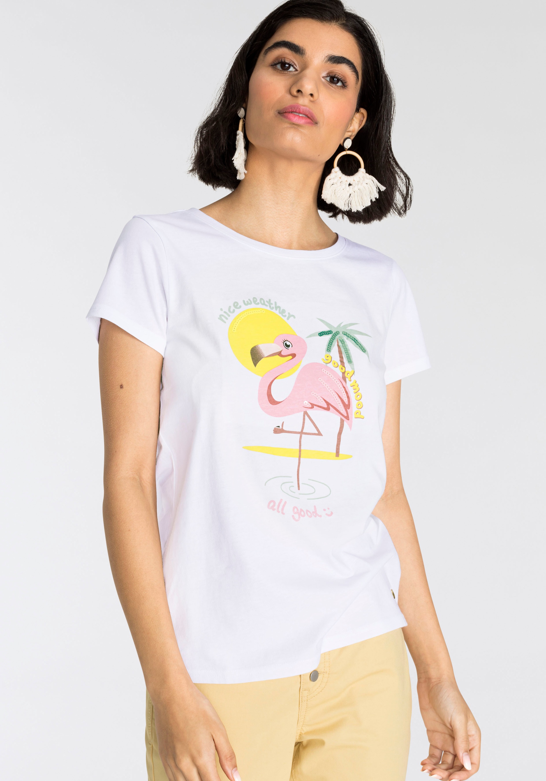 Image of AJC T-Shirt, mit sommerlichen Flamingo-Druck bei Ackermann Versand Schweiz