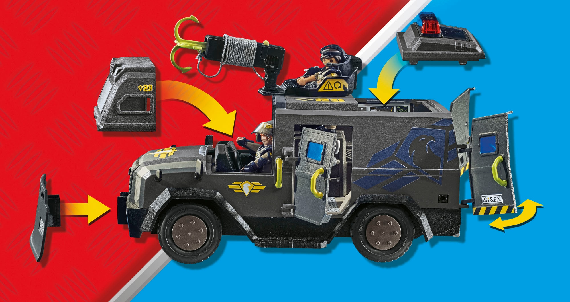 Playmobil® Konstruktions-Spielset »SWAT-Geländefahrzeug (71144), My Action Heroes«, (73 St.), Made in Europe; mit Licht und Sound