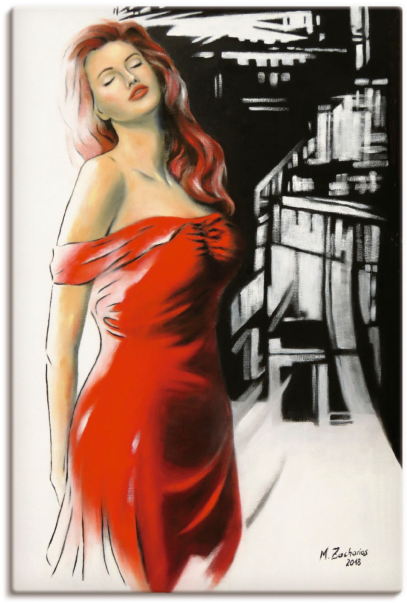 Wandbild »Schönheit im roten Kleid«, Frau, (1 St.), als Alubild, Outdoorbild,...