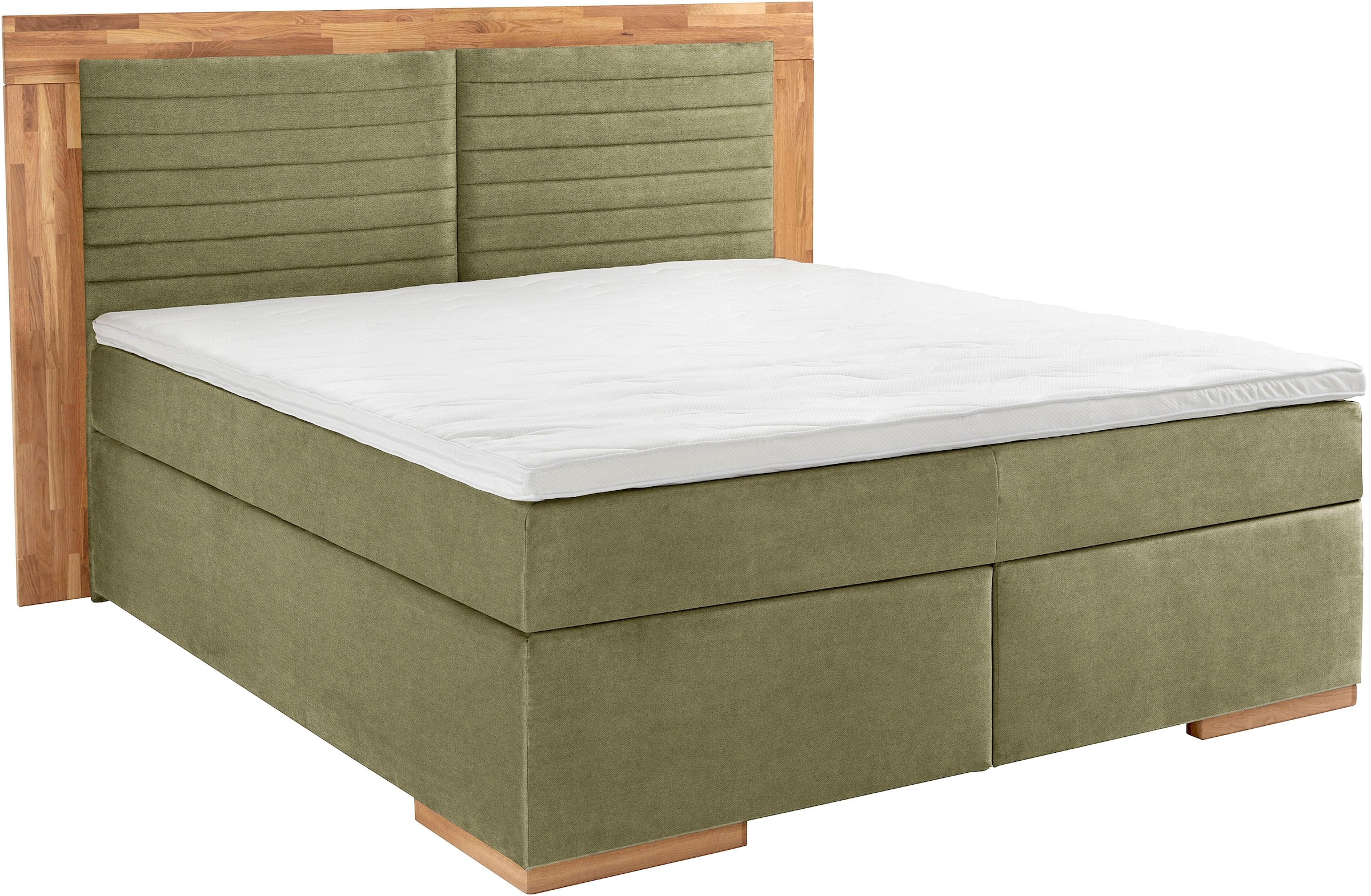 PLACES OF STYLE Lit boxspring »Cup« mit Massivholzrahmen, mit Topper, in 2 Härtegraden, in 3 Breiten