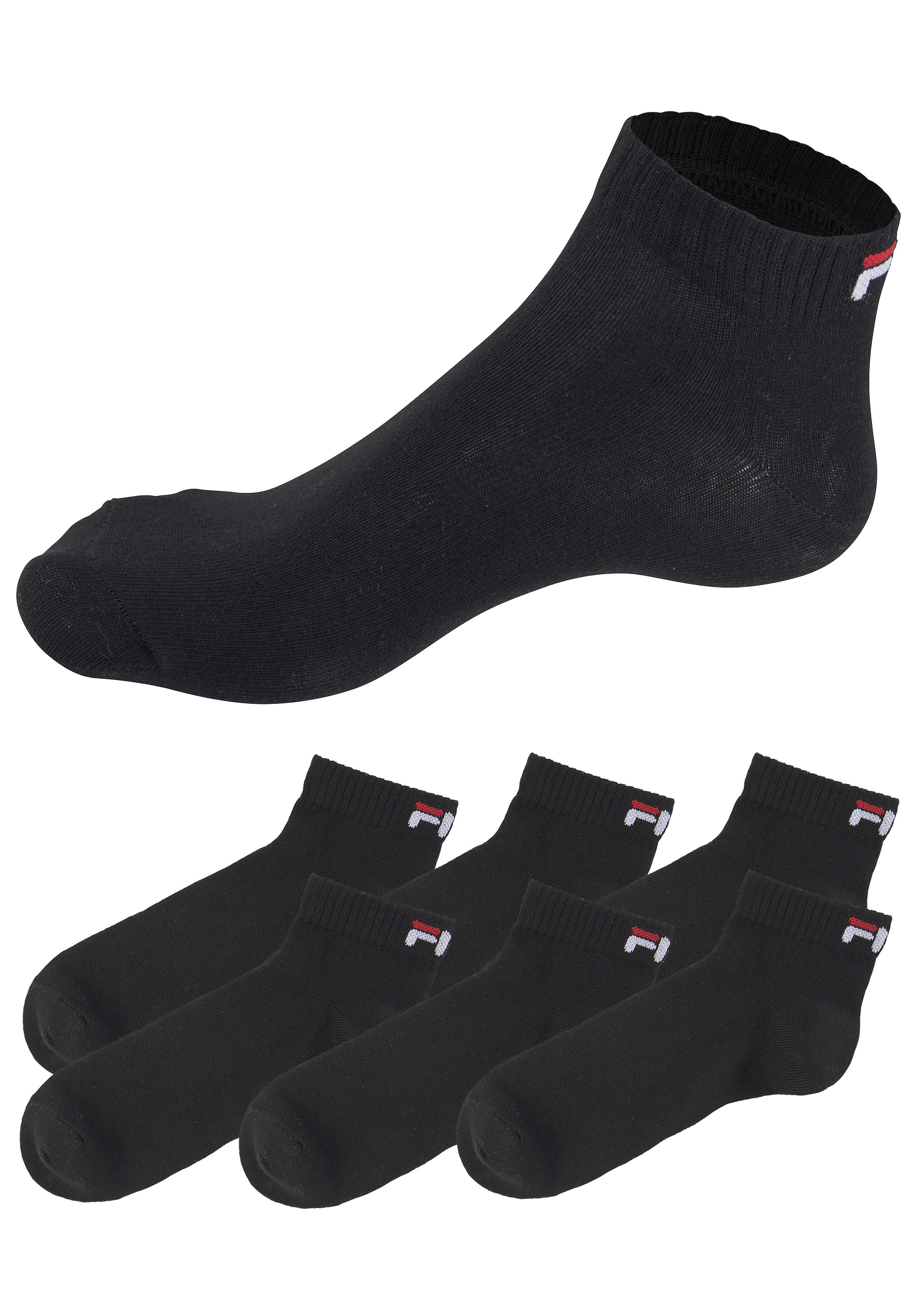 Fila Kurzsocken, (6er Pack), Baumwollmischung, Rippenbündchen, flache Zehennaht
