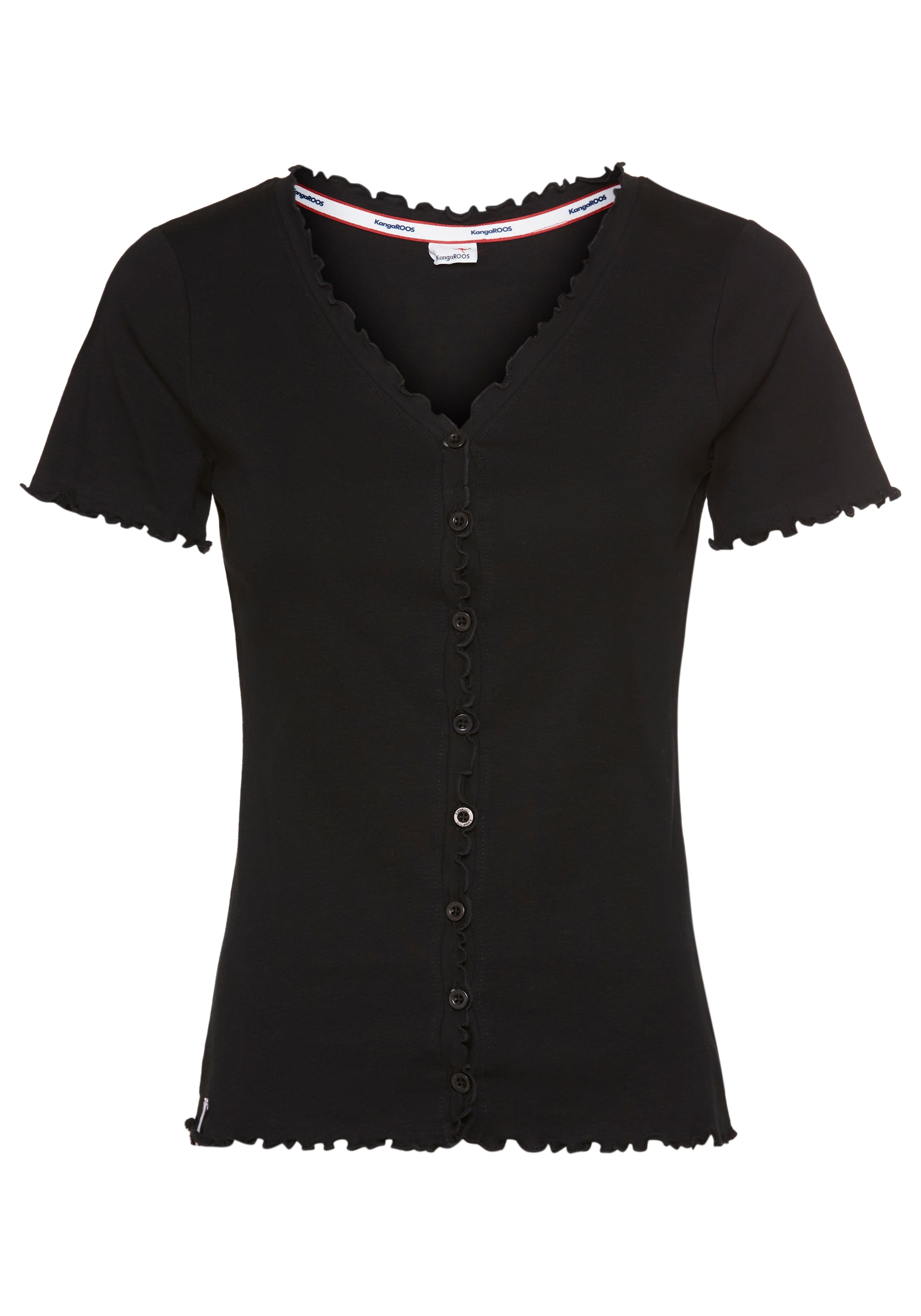 KangaROOS T-Shirt, mit Knopfleiste und verspieltem Rollsaum