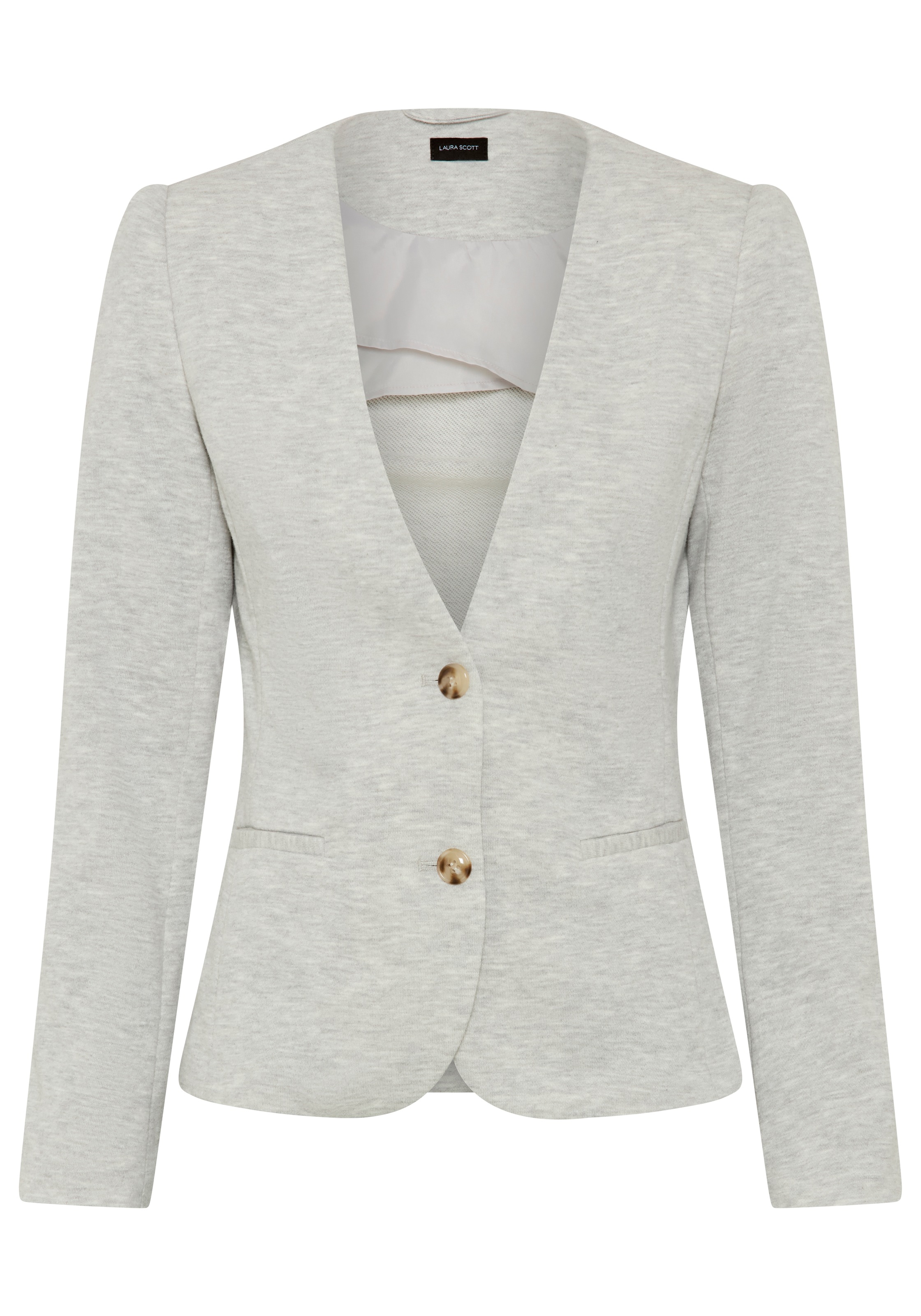Laura Scott Kurzblazer femininer Stil, aus Polyester und Baumwolle, mit melierter Optik