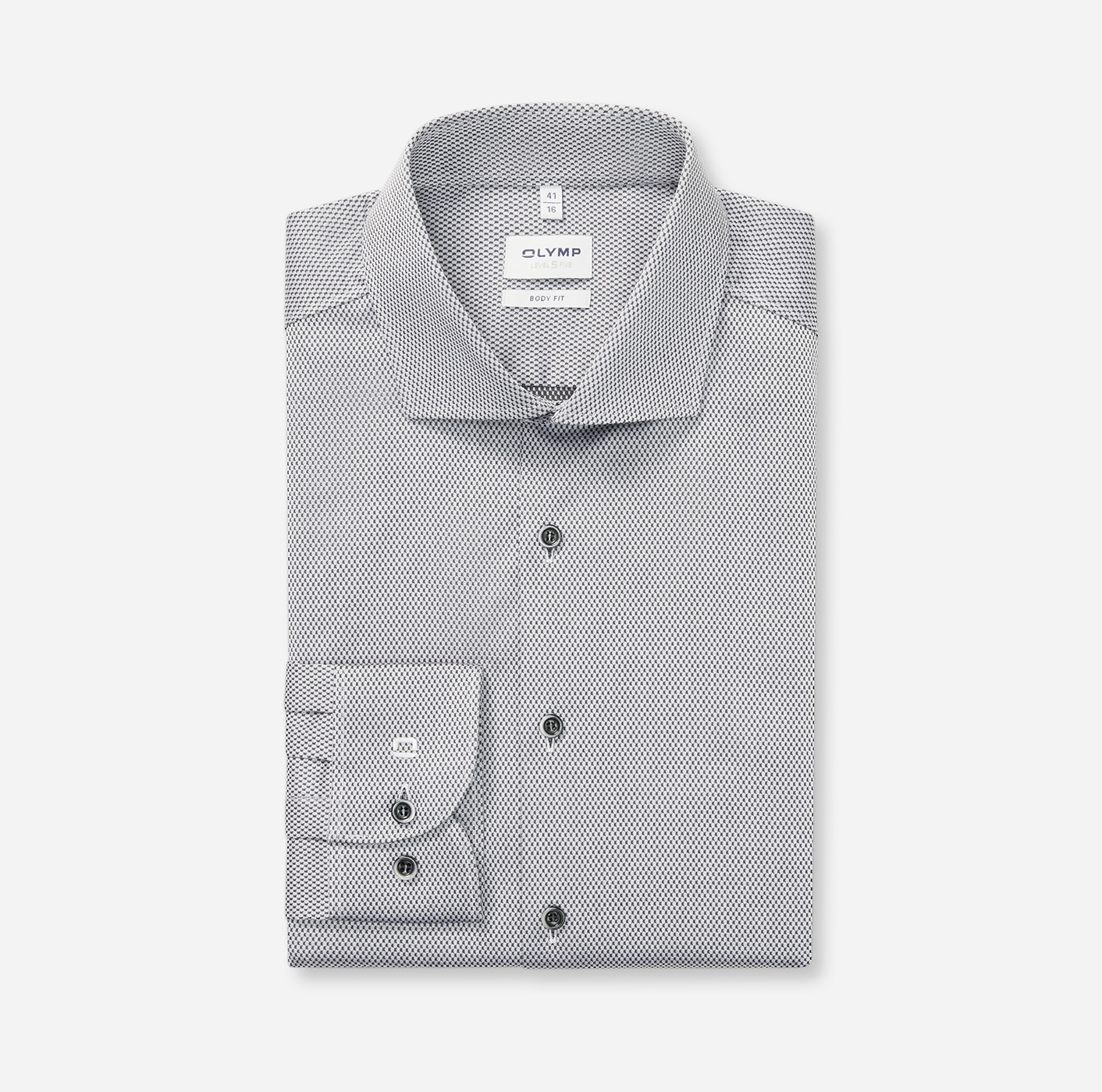 OLYMP Chemise à manches longues »Level Five« body fit, Businesshemd, Minimalprint, Royal-Kentkragen