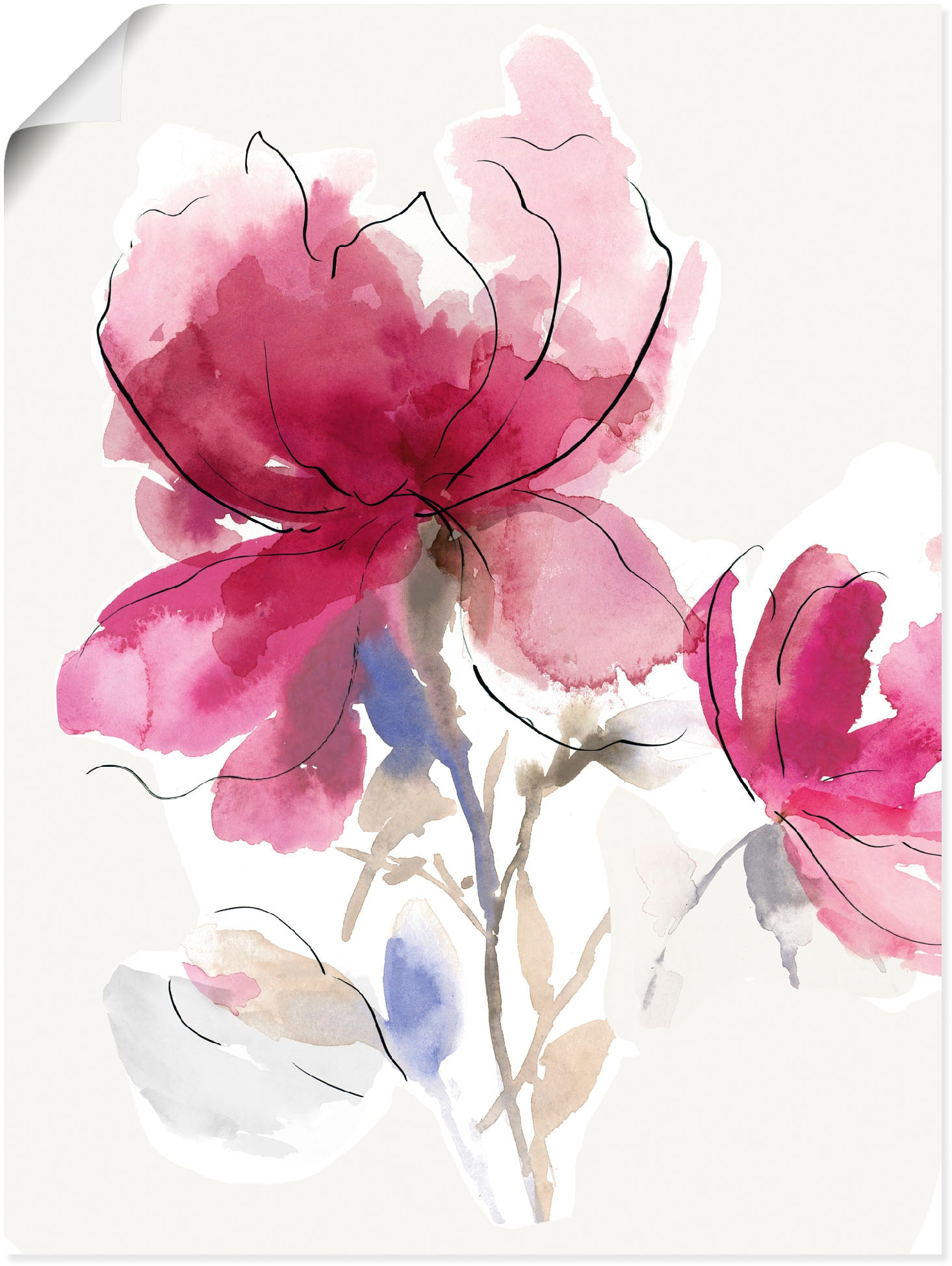 Image of Artland Wandbild "Rosige Blüte I." Blumenbilder 1 Stk. tlg. als Alubild, Leinwandbild, Poster in verschied. Grössen