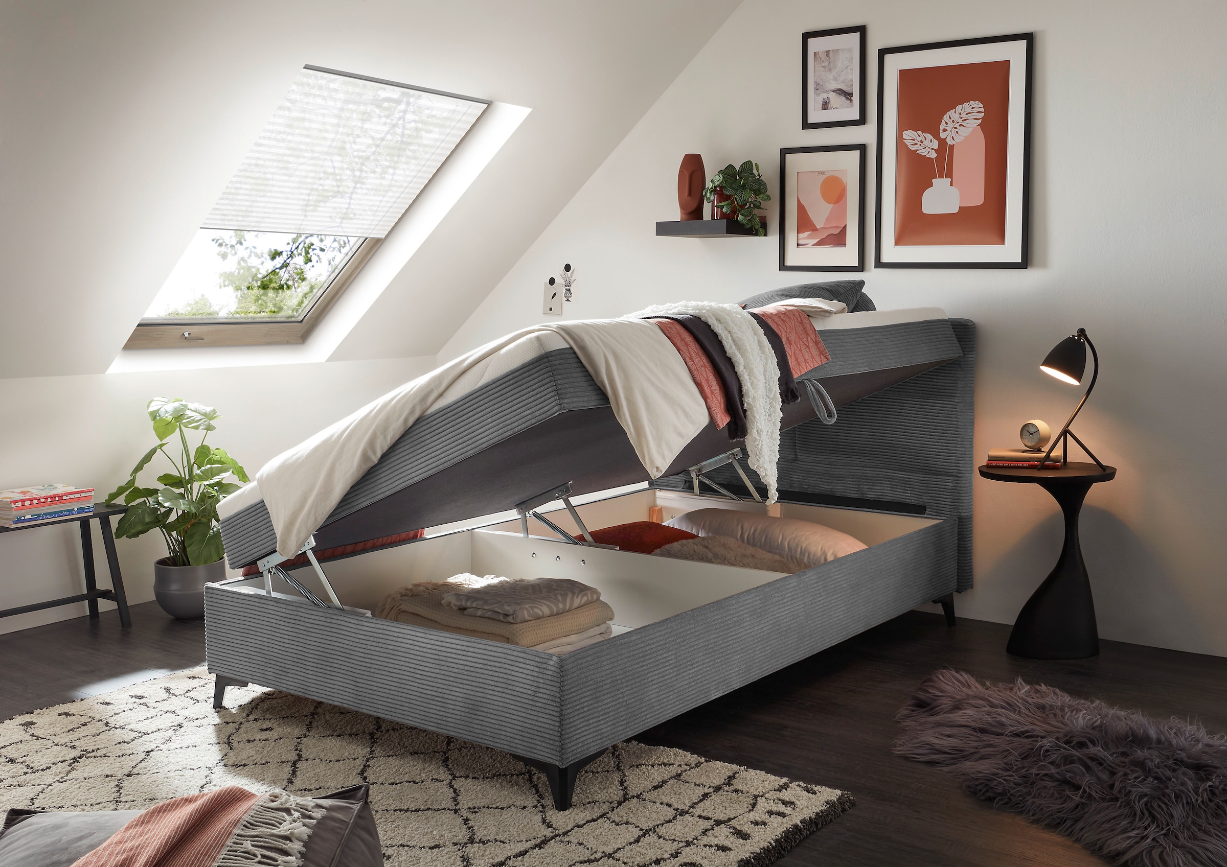 ED EXCITING DESIGN Boxbett »Andon« mit Bettkasten, integrierter Topper, universell aufbaubar