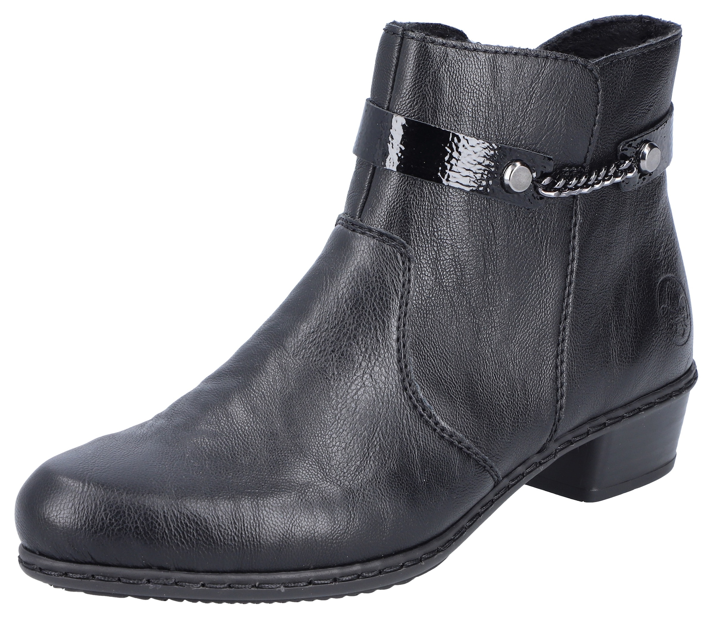 Stiefelette, mit kleiner Zierkette am Schaft, schmale Form