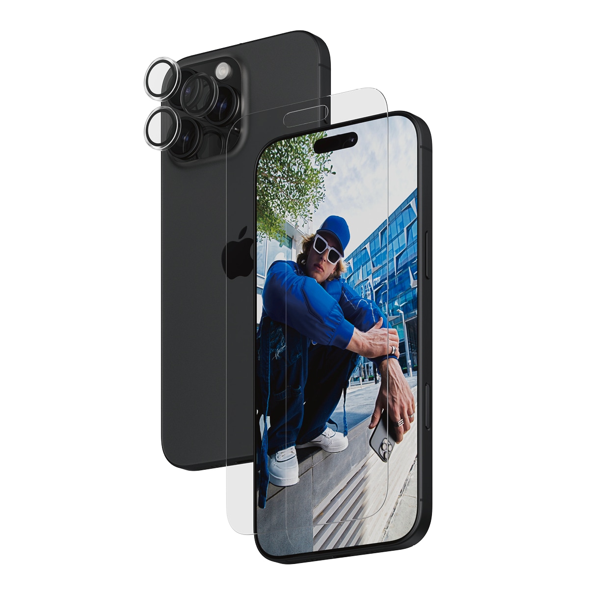 PanzerGlass Displayschutzglas »2-in-1 Protection, Glass, Lens Protector«, für Apple iPhone 16 Pro Max, Displayschutzfolie, Schutzfolie, Bildschirmschutz, kratz- & stossfest
