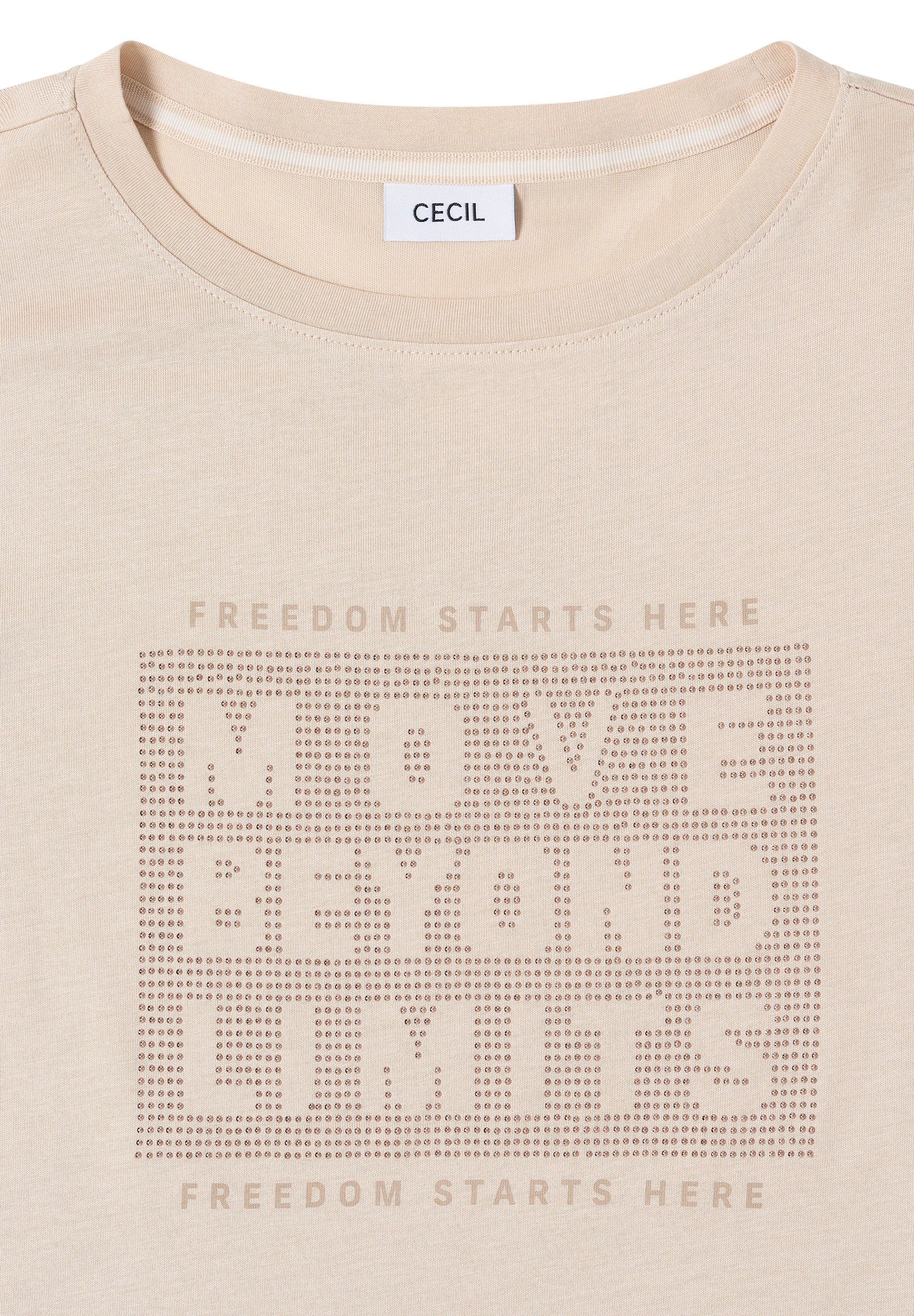 Cecil T-shirt à manches 3/4 »Hotfix« mit Schmucksteinen, Rundhalsform