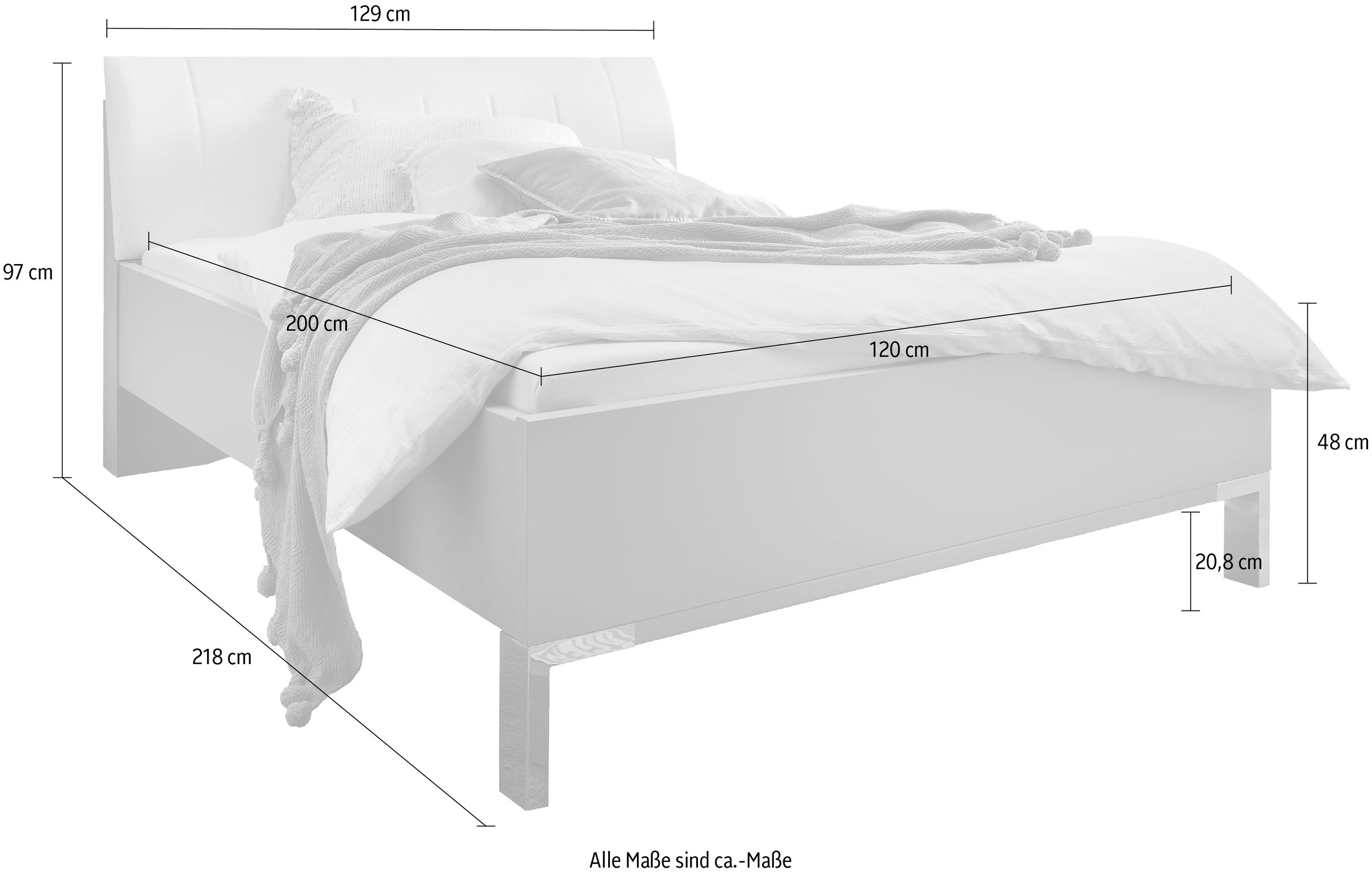 WIEMANN Futonbett »Monaco, Bettgestell, Bettrahmen, komfortables Polsterkopfteil«, (4-fache Liegehöhenverstellung, MADE IN GERMANY), Polsterkopfteil aus Kunstleder, verschiedene Grössen, in Komforthöhe