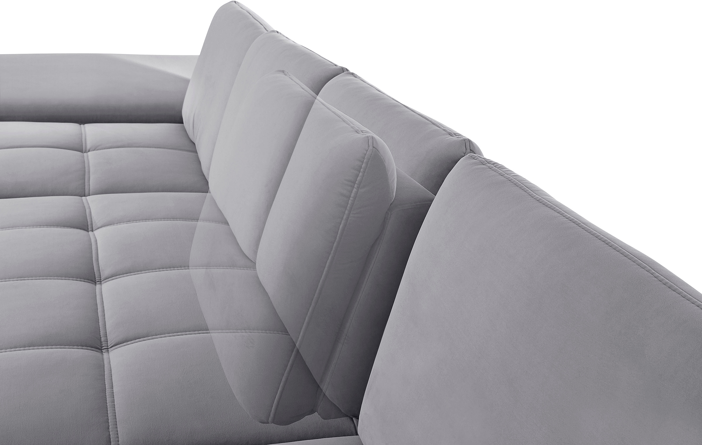 Places of Style Wohnlandschaft »Costello U-Form, mit Sitztiefenverstellung, Armteilverstellung und«, 3 Nierenkissen, optional Bettfunktion und Bettkasten