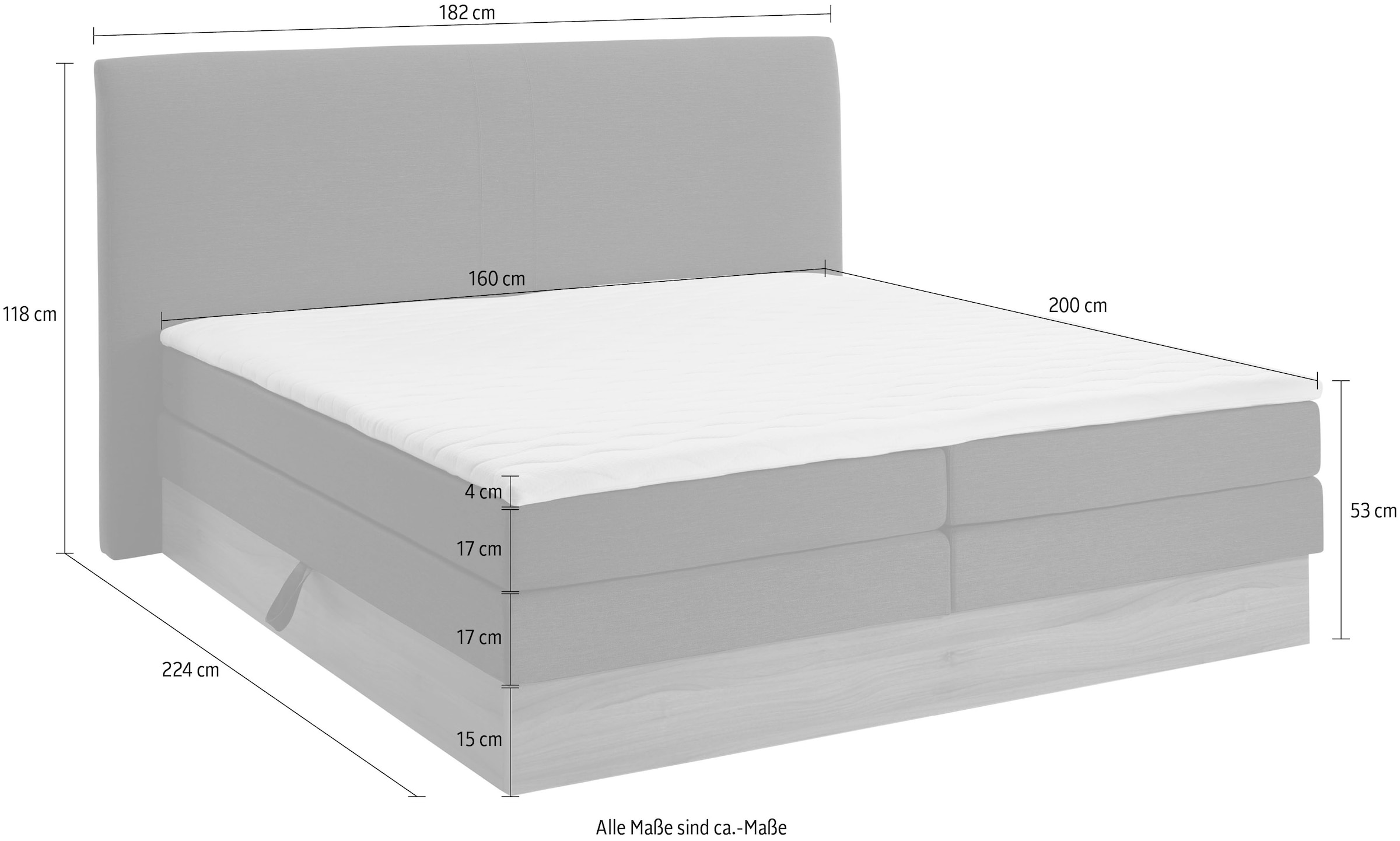 Home affaire Lit boxspring »Blomen« mit Walnuss-Dekor, mit Bettkasten, verschiedene Härtegrade, mit Topper