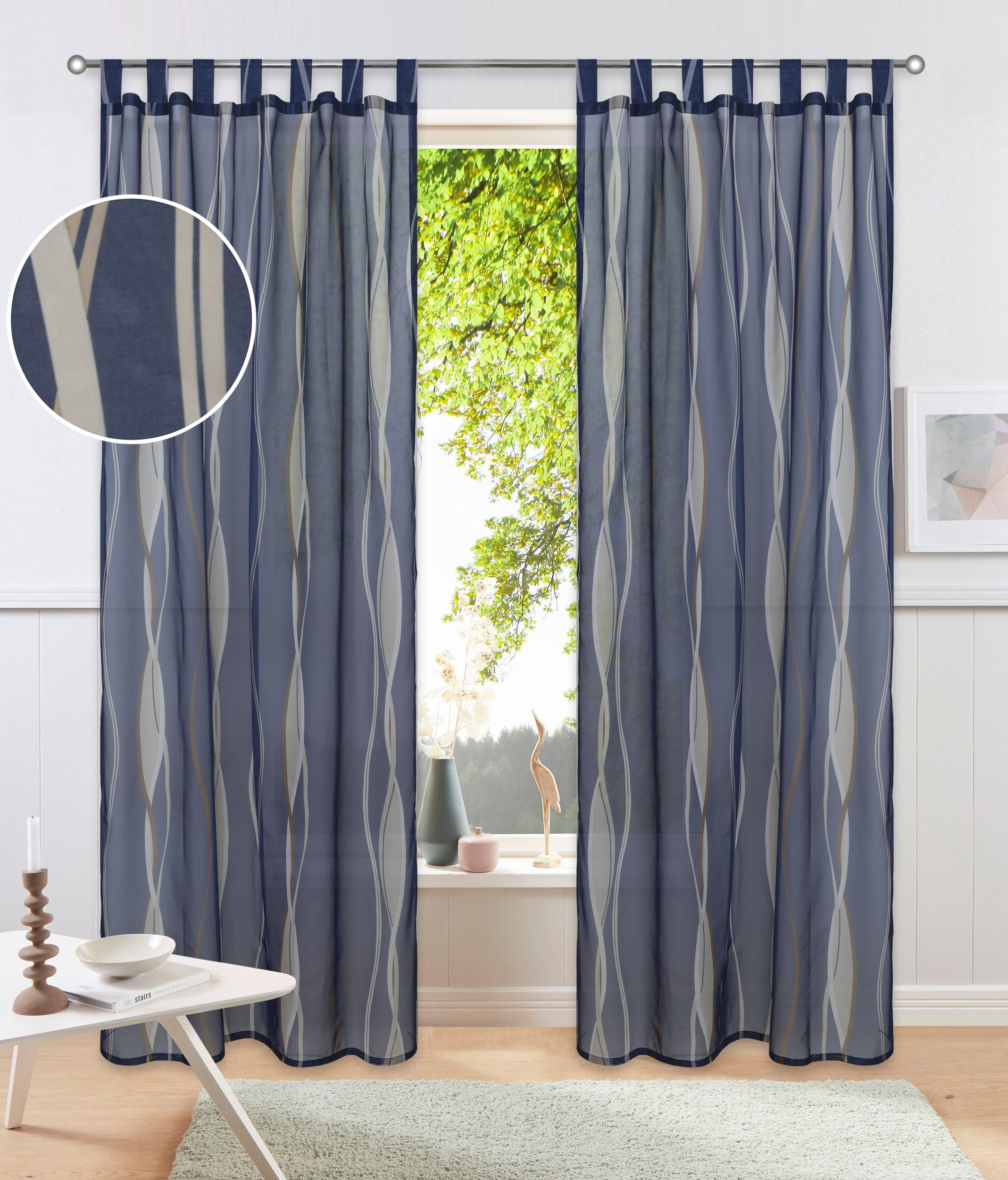 GOODproduct Rideau »Dimona, 2er-Set, transparent, Schlaufen, Wellen« Boucles 2 cuis tlg. lot de 2, voile, polyester, ondulations