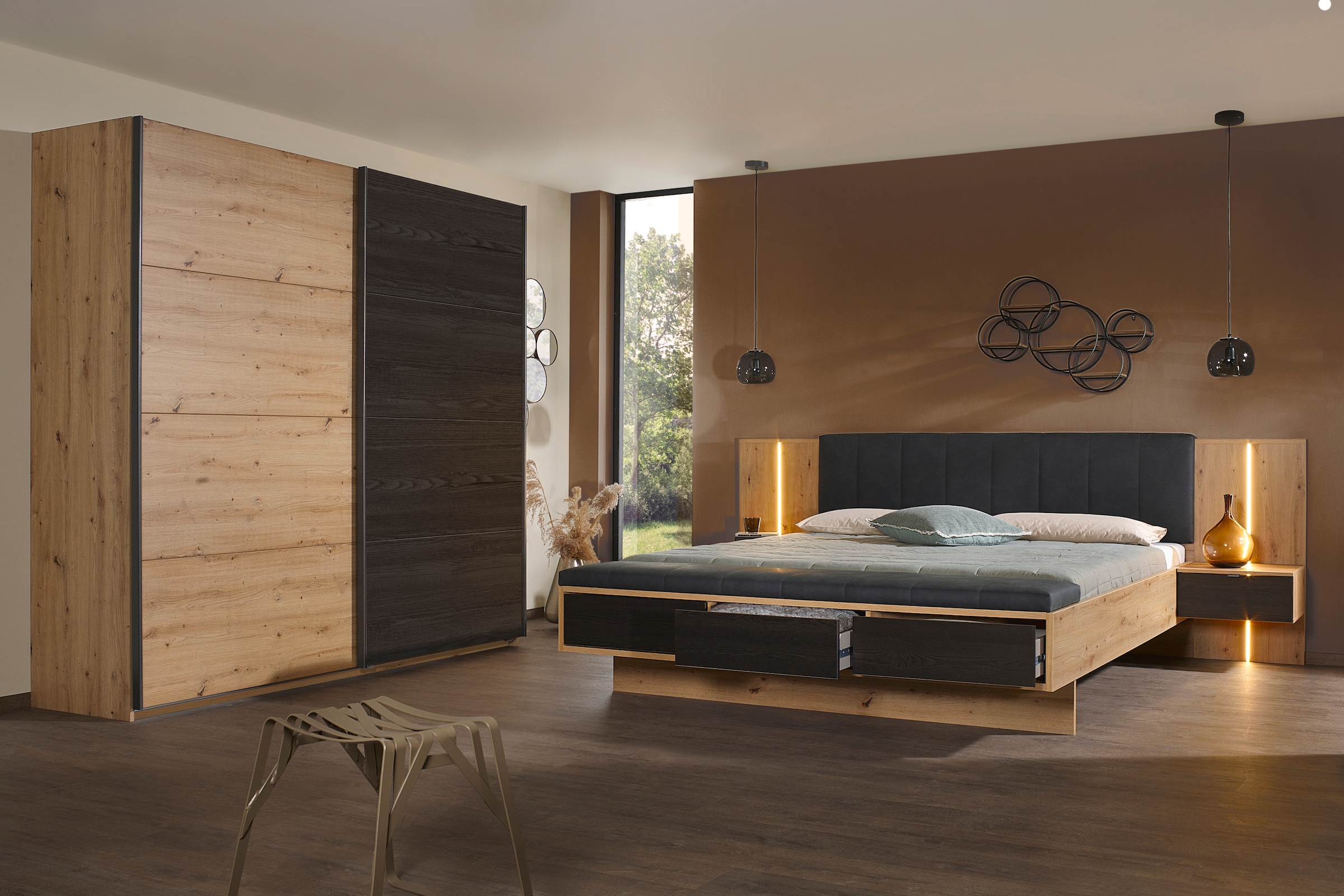 rauch Armoire à portes coulissantes »Kleiderschrank Schrank Garderobe Schlafzimmerschrank APOLLON« avec grand espace de rangement et panneaux de porte contrastés MADE IN GERMANY