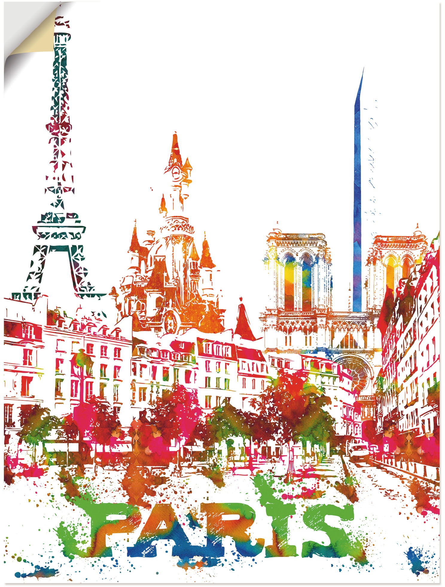 Image of Artland Wandbild »Paris Grafik«, Paris, (1 St.), in vielen Grössen & Produktarten - Alubild / Outdoorbild für den Aussenbereich, Leinwandbild, Poster, Wandaufkleber / Wandtattoo auch für Badezimmer geeignet bei Ackermann Versand Schweiz