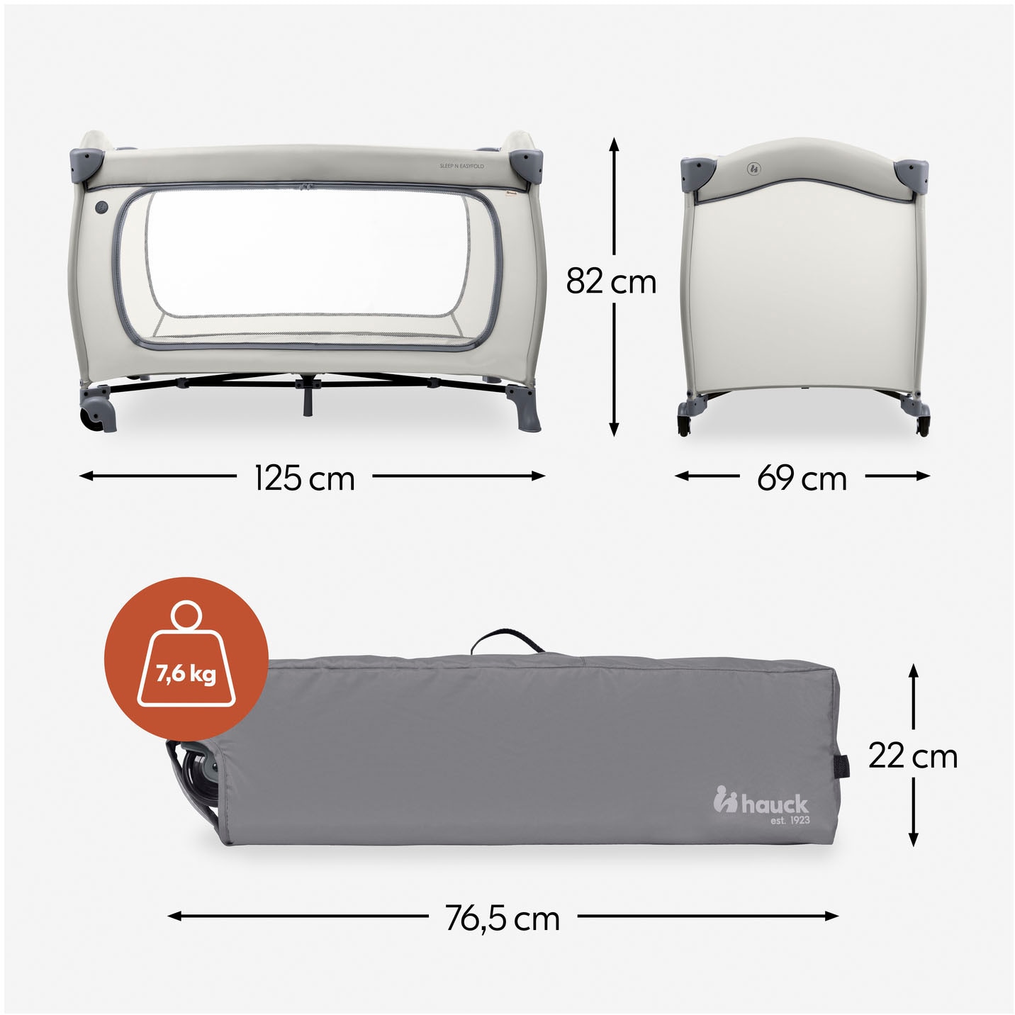 Hauck Lit de voyage pour bébé »Sleep N Easyfold« Vorderausstieg; inkl. Transporttasche