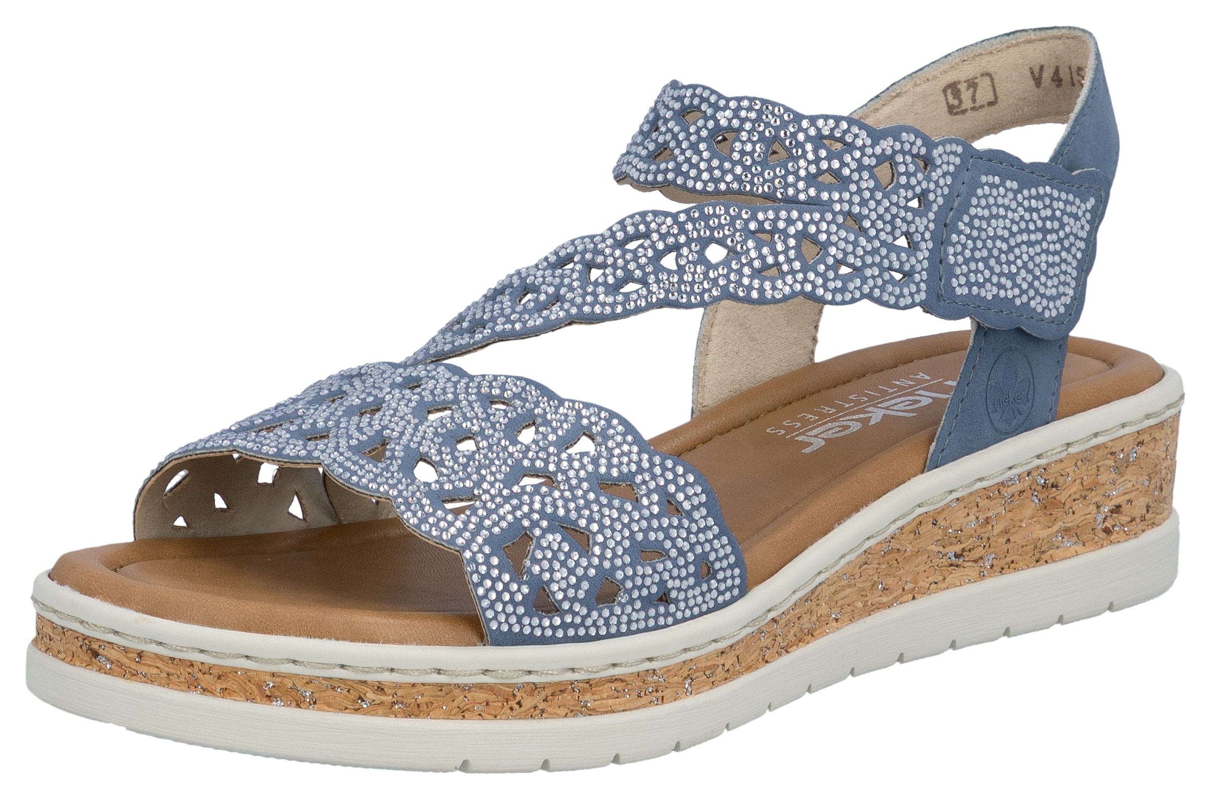 Image of Rieker Keilsandalette Keilsandalette, Sommerschuh, Urlaubsschuh mit Glitzersteine