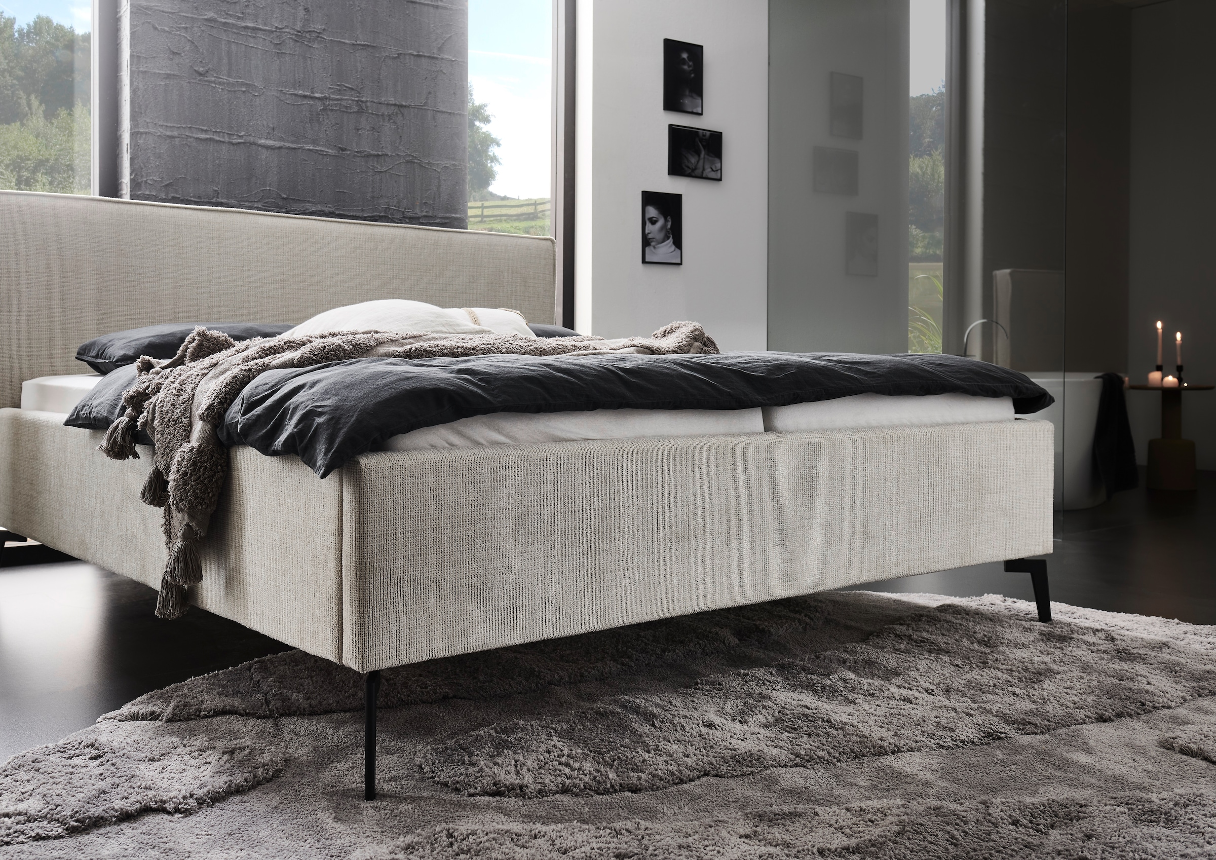 meise.möbel Polsterbett »Riva II«, mit schwarzen Metallfüssen, wahlweise mit Bettkasten