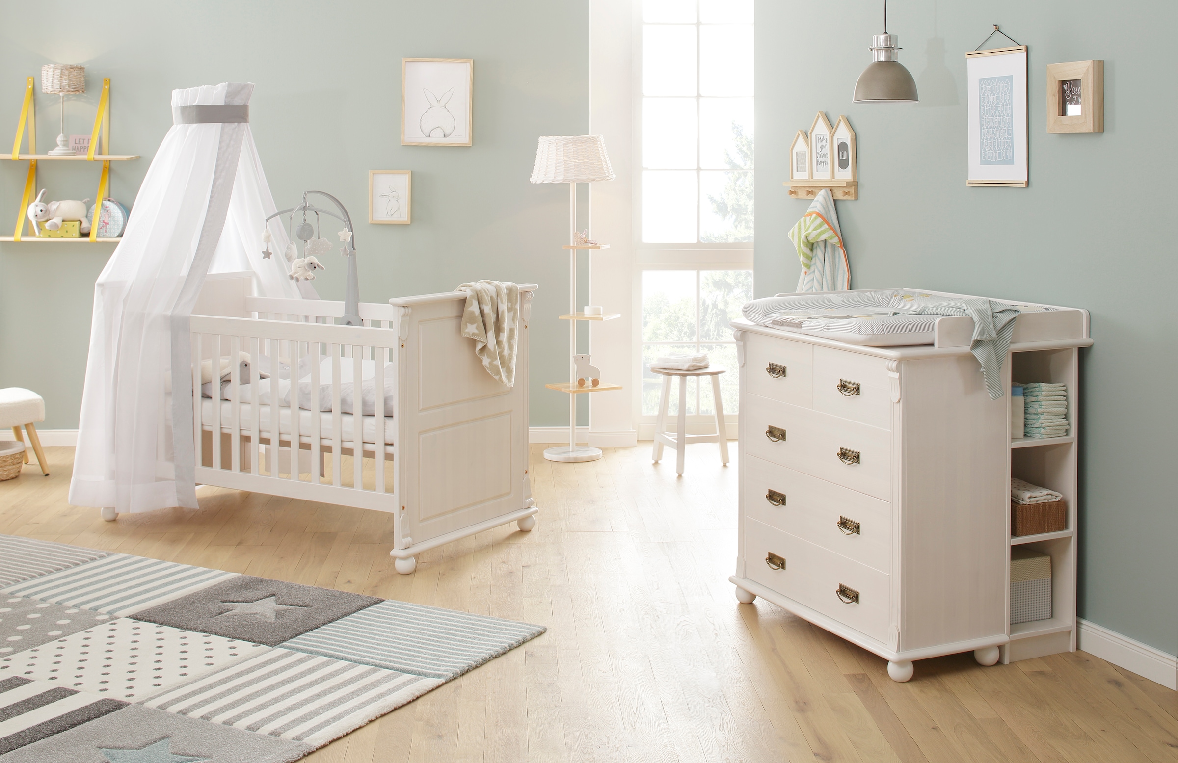 Babymöbel-Set »Aimo«, (Spar-Set, 2 St., Kinderbett, Wickelkommode), aus Massivholz;...