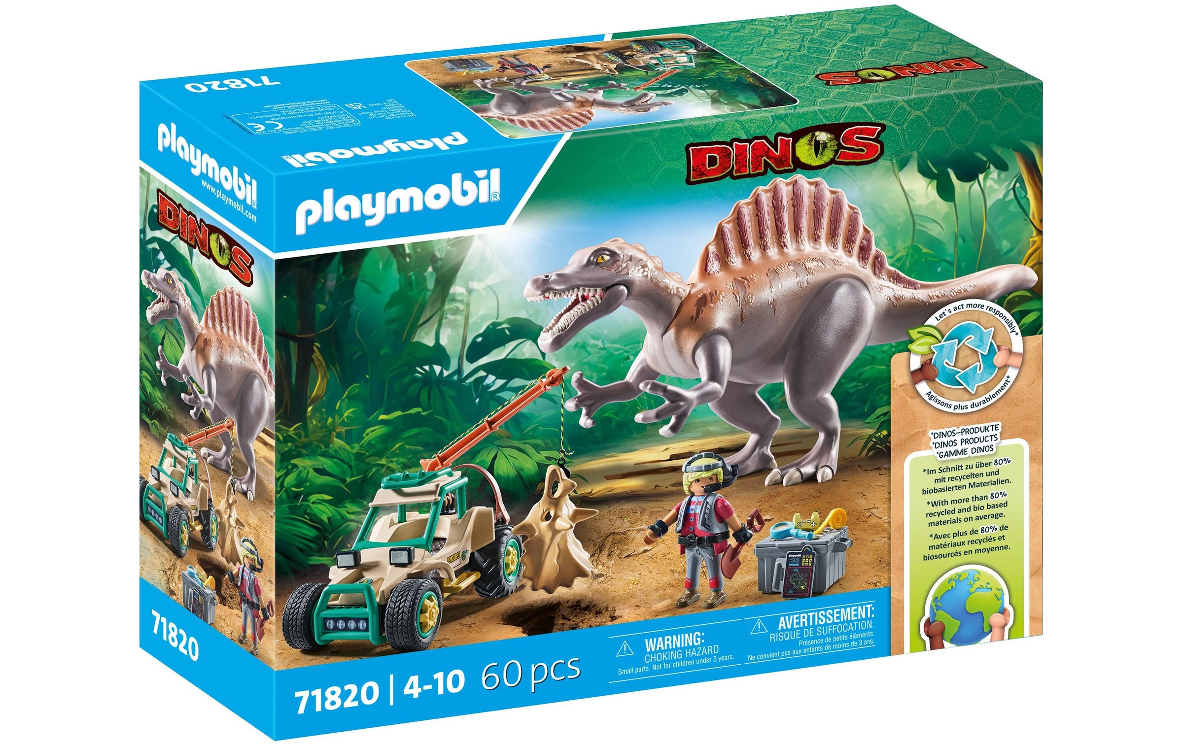 Image of Playmobil Spielbausteine "Dinos Spinosaurus-Angriff auf Dino-Ausgrabung 71820"