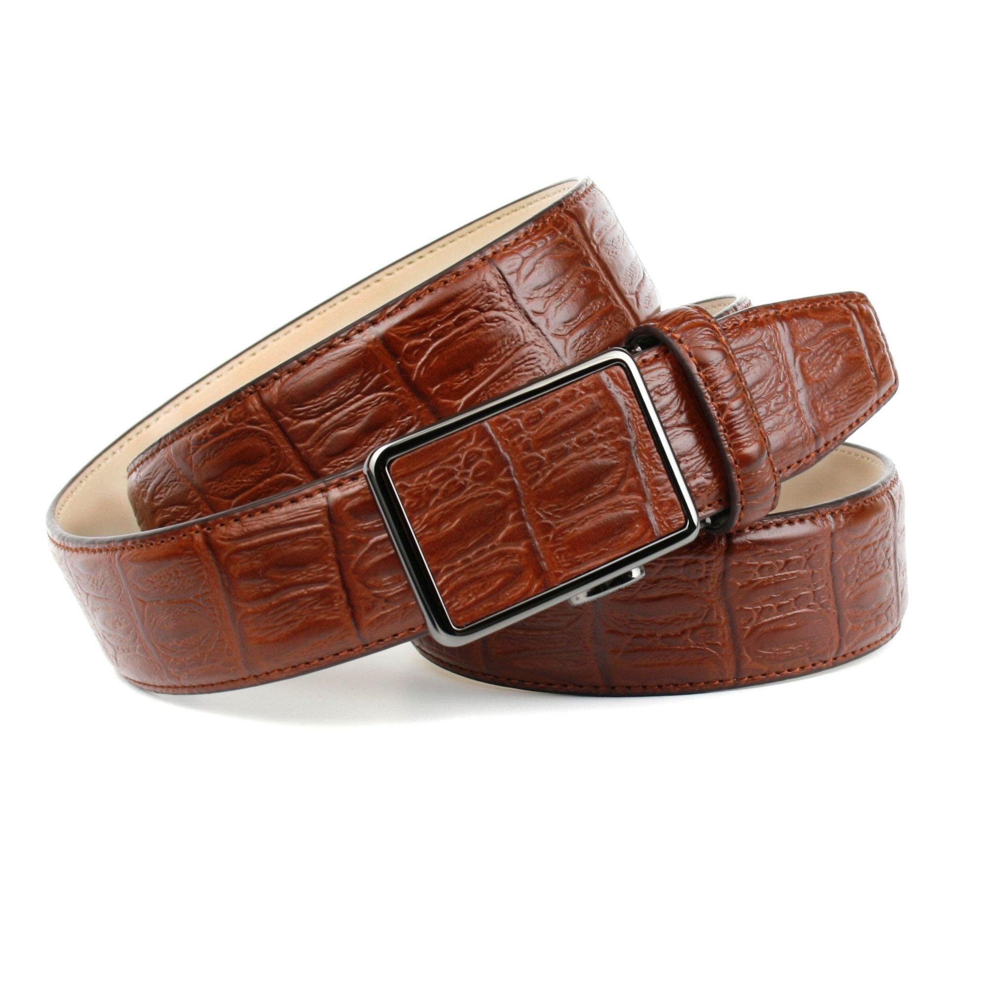 Image of Anthoni Crown Ledergürtel, mit Krokomuster in Cognac bei Ackermann Versand Schweiz