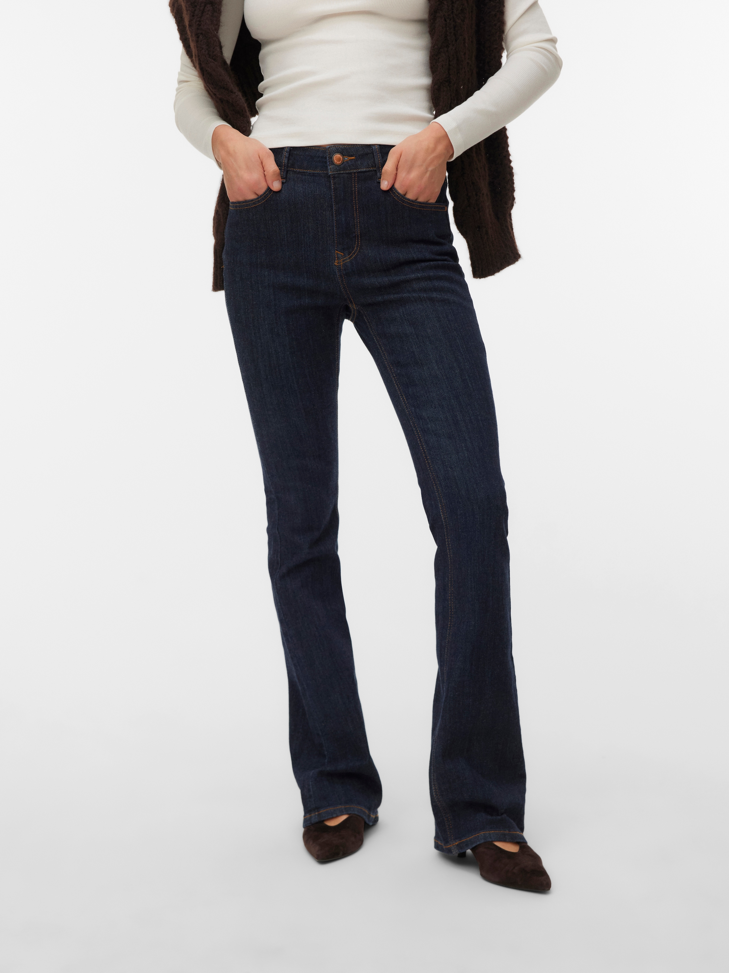 Image of Vero Moda Bootcut-Jeans "VMFLASH MR FLARED JEANS LI3190 NOOS" Baumwollmischung, flared fit, regular waist