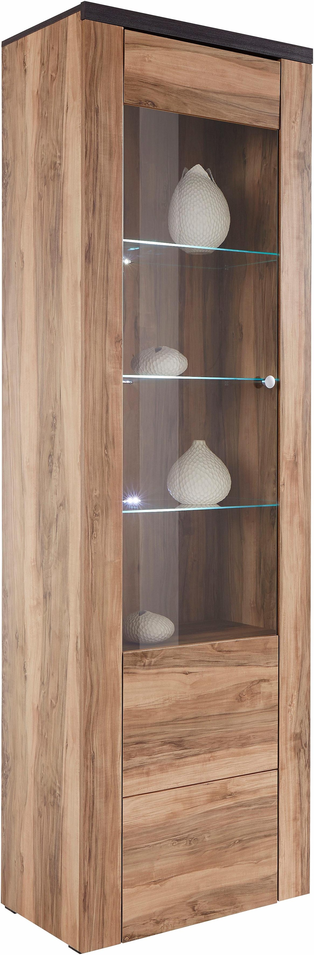 Home affaire Vitrine »Larona, zeitlose Glasvitirne, Hochschrank Höhe 205,6 cm«, Stauraumvitrine mit dekorativer Rahmenoptik