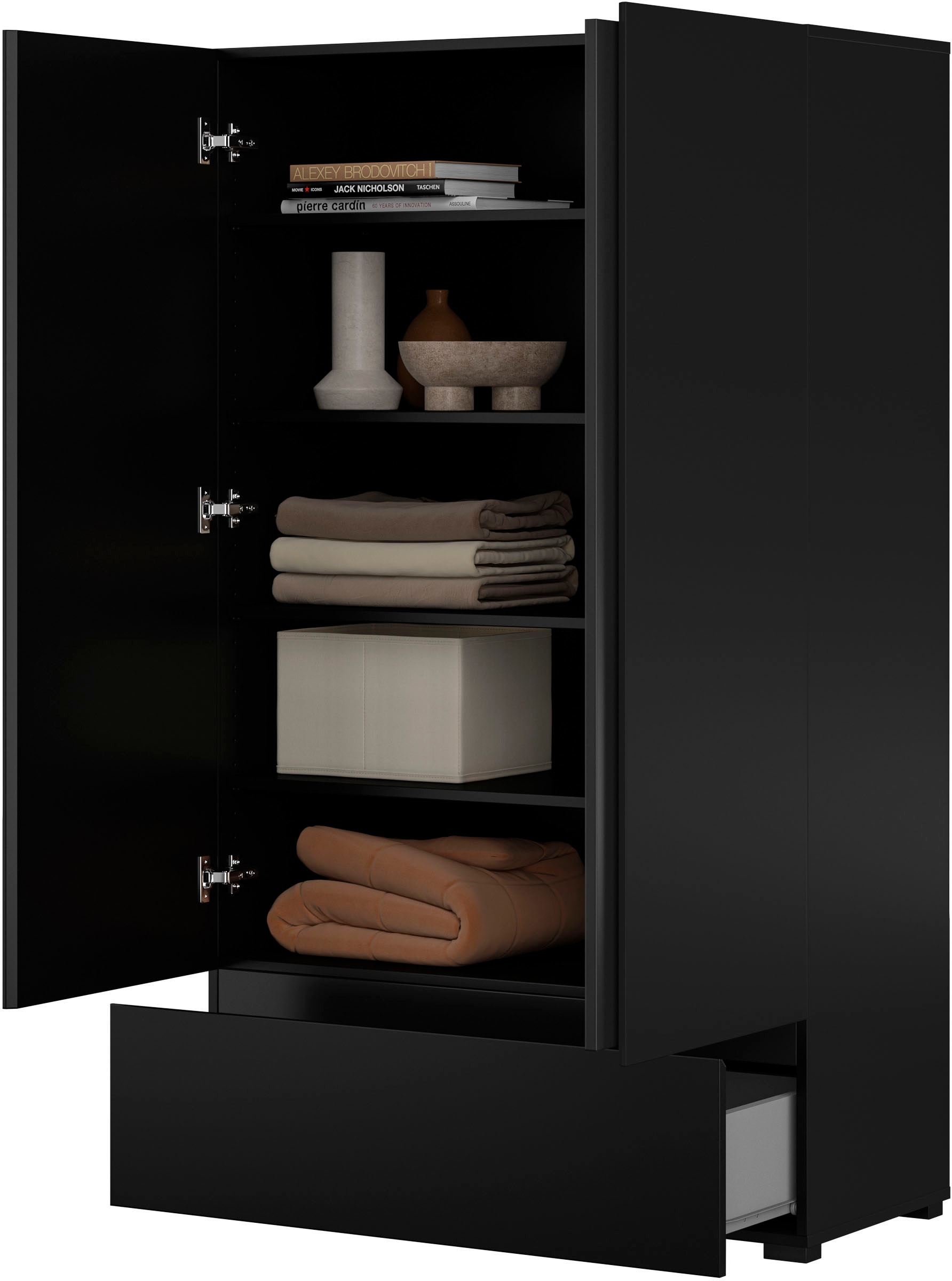 GOODproduct Mehrzweckschrank »Cross,Breite 89 cm, Highboard, Universalschrank, Garderobe« Waescheschrank mit viel Stauraum, Einlegeböden verstellbar