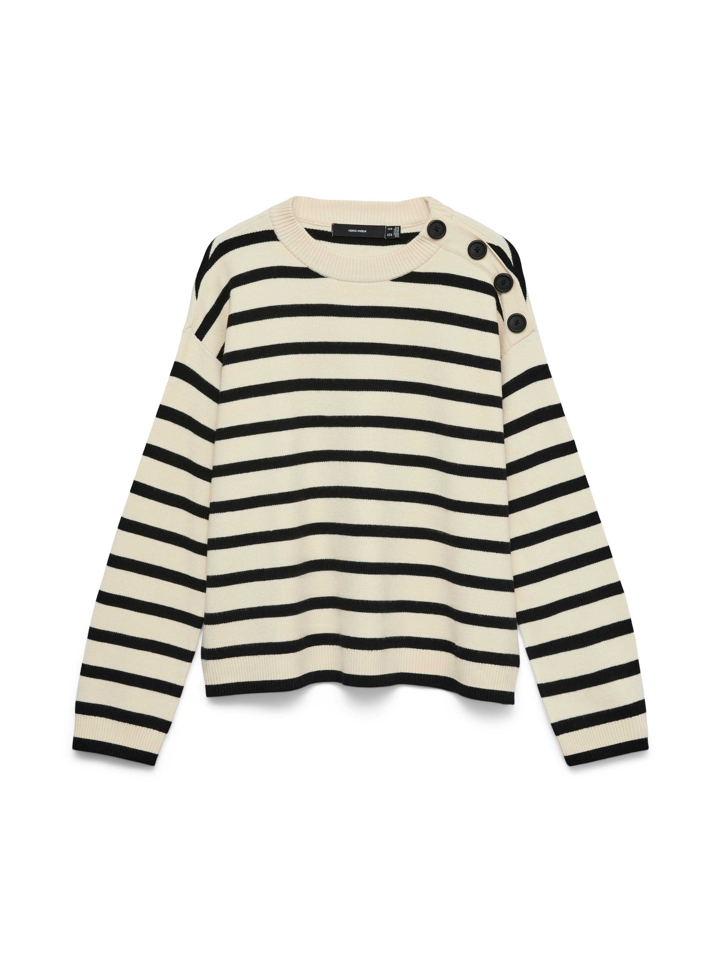 Vero Moda Pull à col rond »VMSABA LS O-NECK BUTTON PULLOVER GA NOOS« mit Zierknöpfen auf der linken Schulter