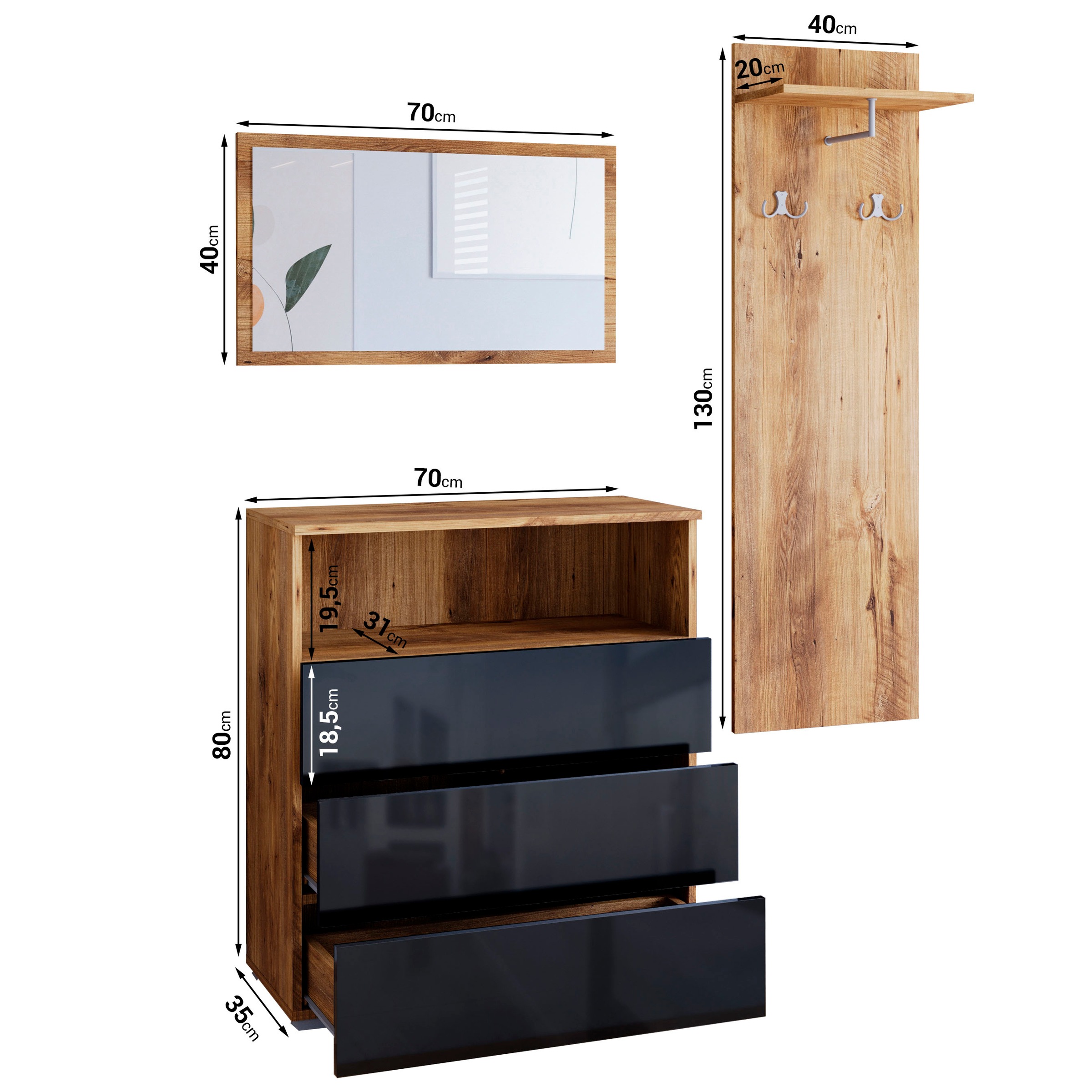 GOODproduct Garderoben-Set »PARIS/ TOKYO« Komplett-Set, 3 Stk. tlg.