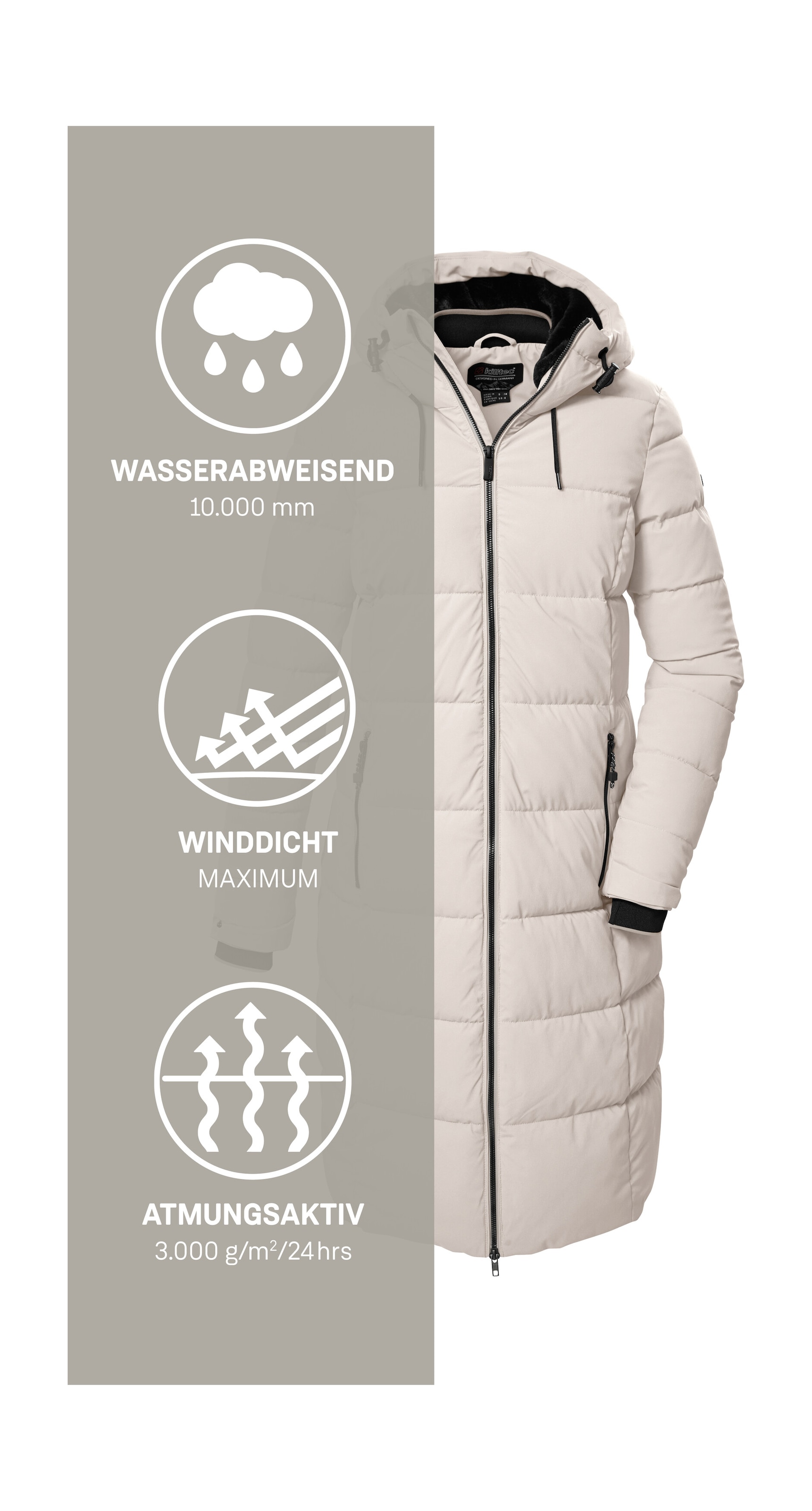 Killtec Manteau matelassé »KOW 56 WMN QLTD CT« manteau d'hiver coupe-vent et déperlant avec capuche réglable